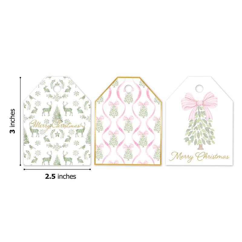 Christmas Trees and Pink Bows Assortment Gift Tags