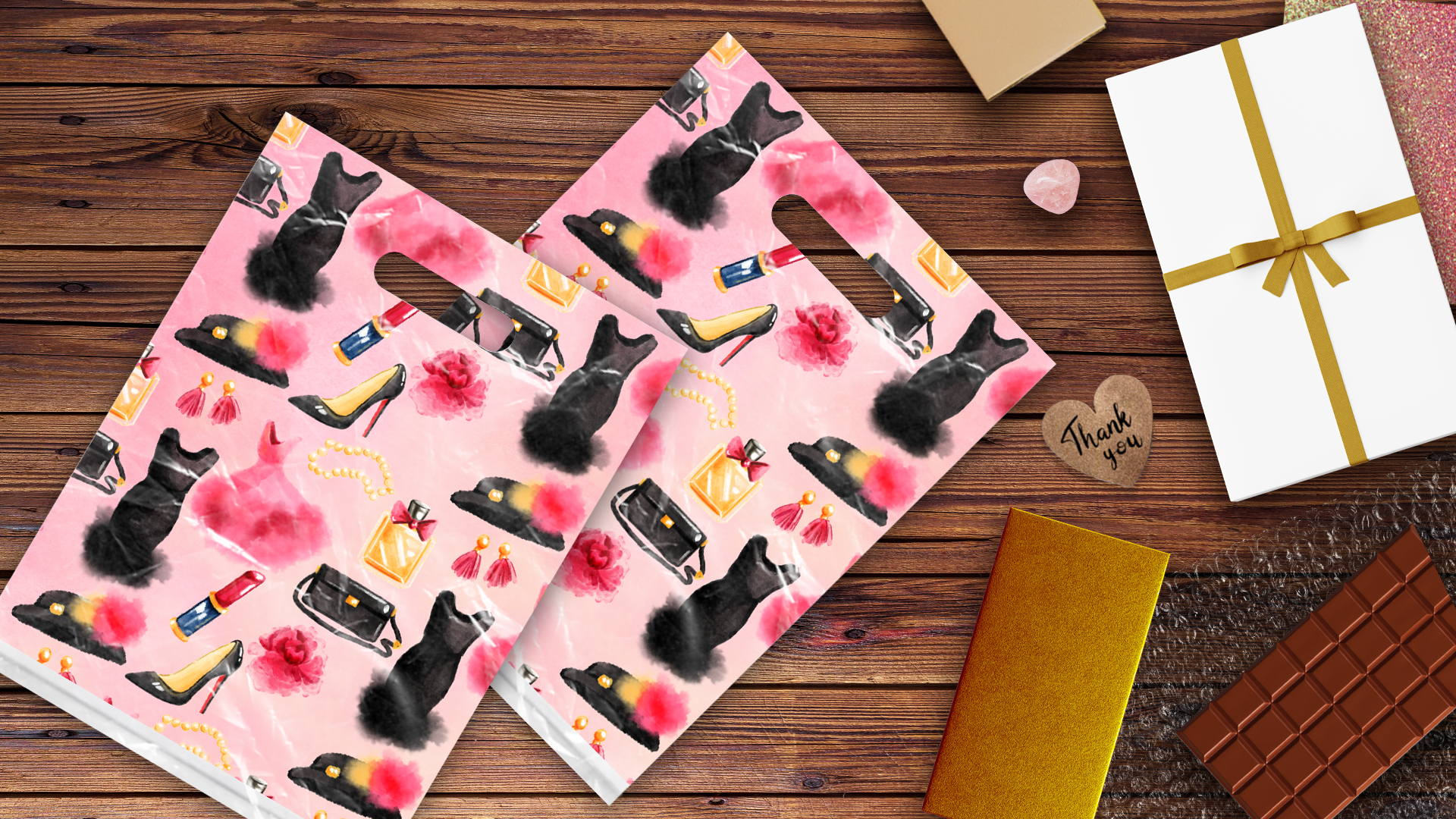 9x12 Fashion Poly Merchandise Bags – Retail Bags with Die-Cut Handles (2 Mil)