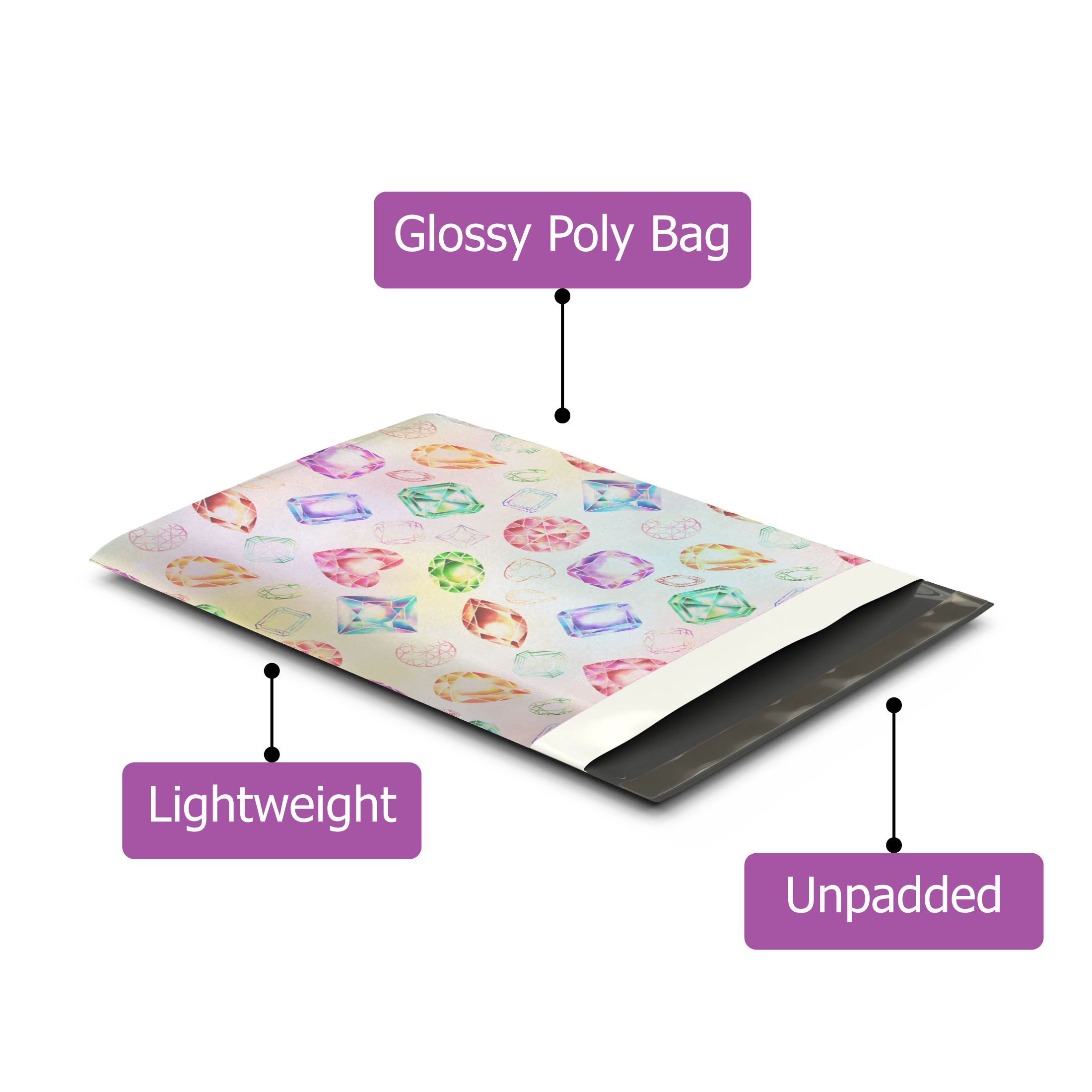 10x13 Gems & Diamonds Poly Mailers – Shipping Bags for Small Business