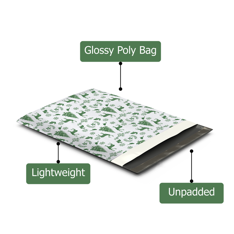 19x24" Winter Deer Designer Poly Mailers Shipping Envelopes Premium Printed Bags