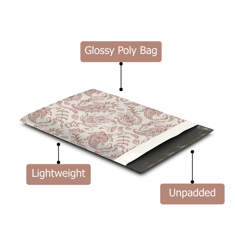10x13 Pink Paisley Poly Mailers Shipping Envelopes Premium Printed Bags