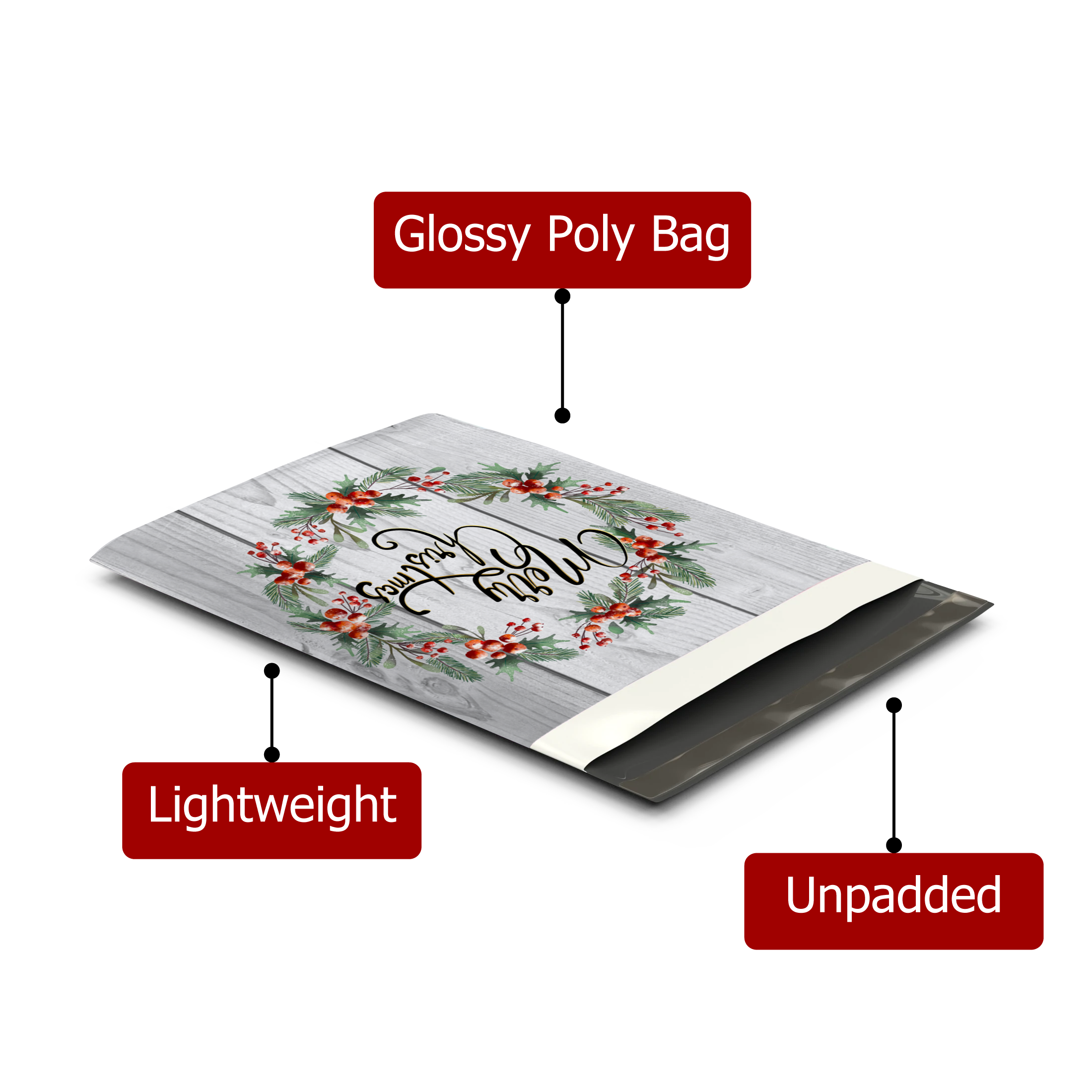 10x13 Christmas Wreath Poly Mailers – Shipping Bags for Small Business
