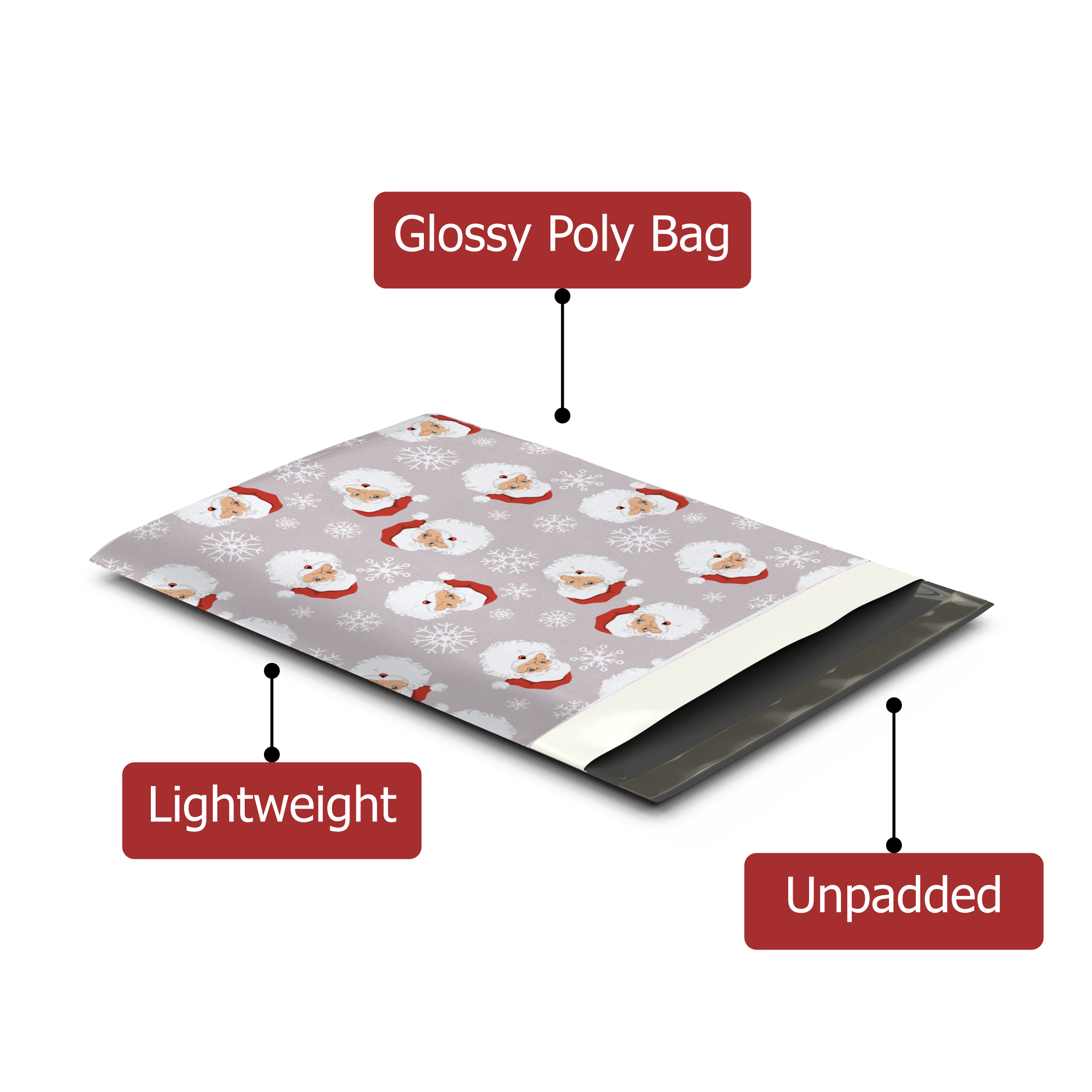 10x13 Santa Claus Poly Mailers – Shipping Bags for Small Business