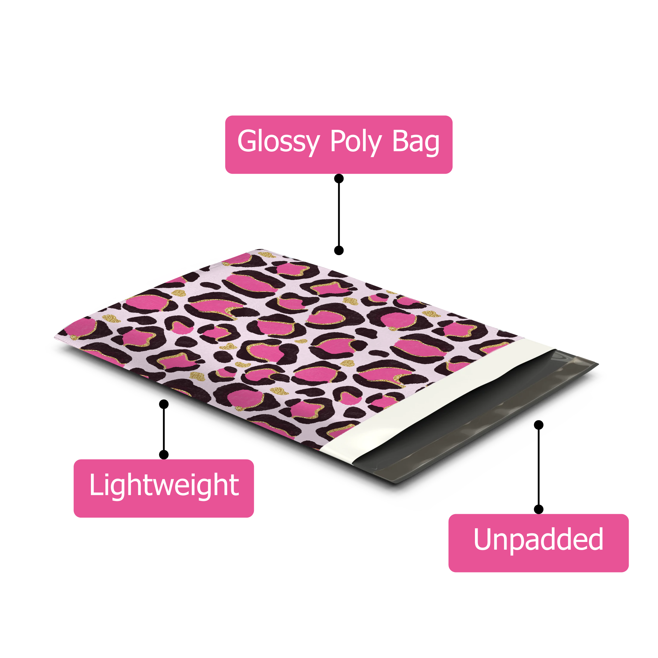 10x13 Pink Leopard Print Poly Mailers – Shipping Bags for Small Business
