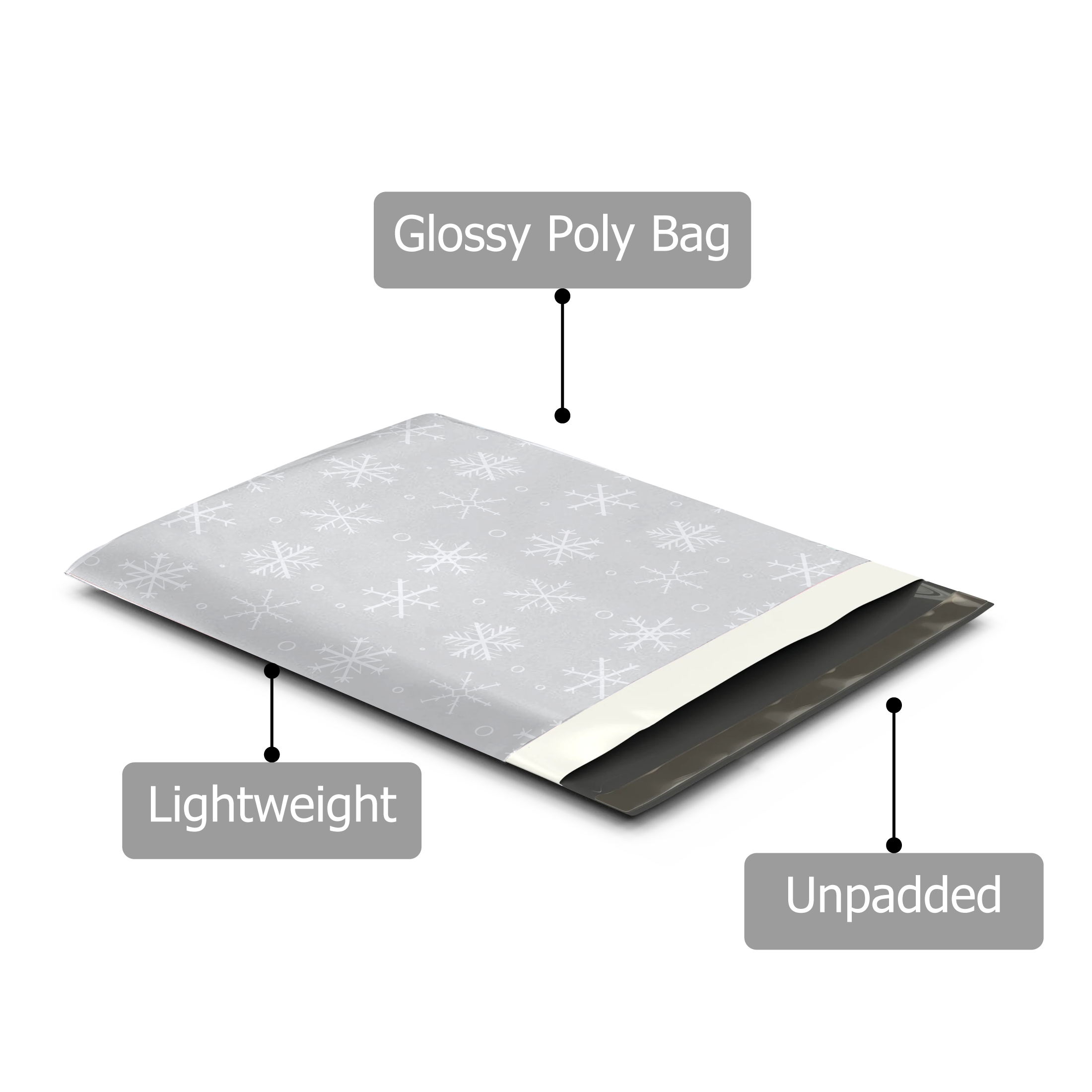 12x15 Winter Snowflake Poly Mailers – Shipping Bags for Small Business
