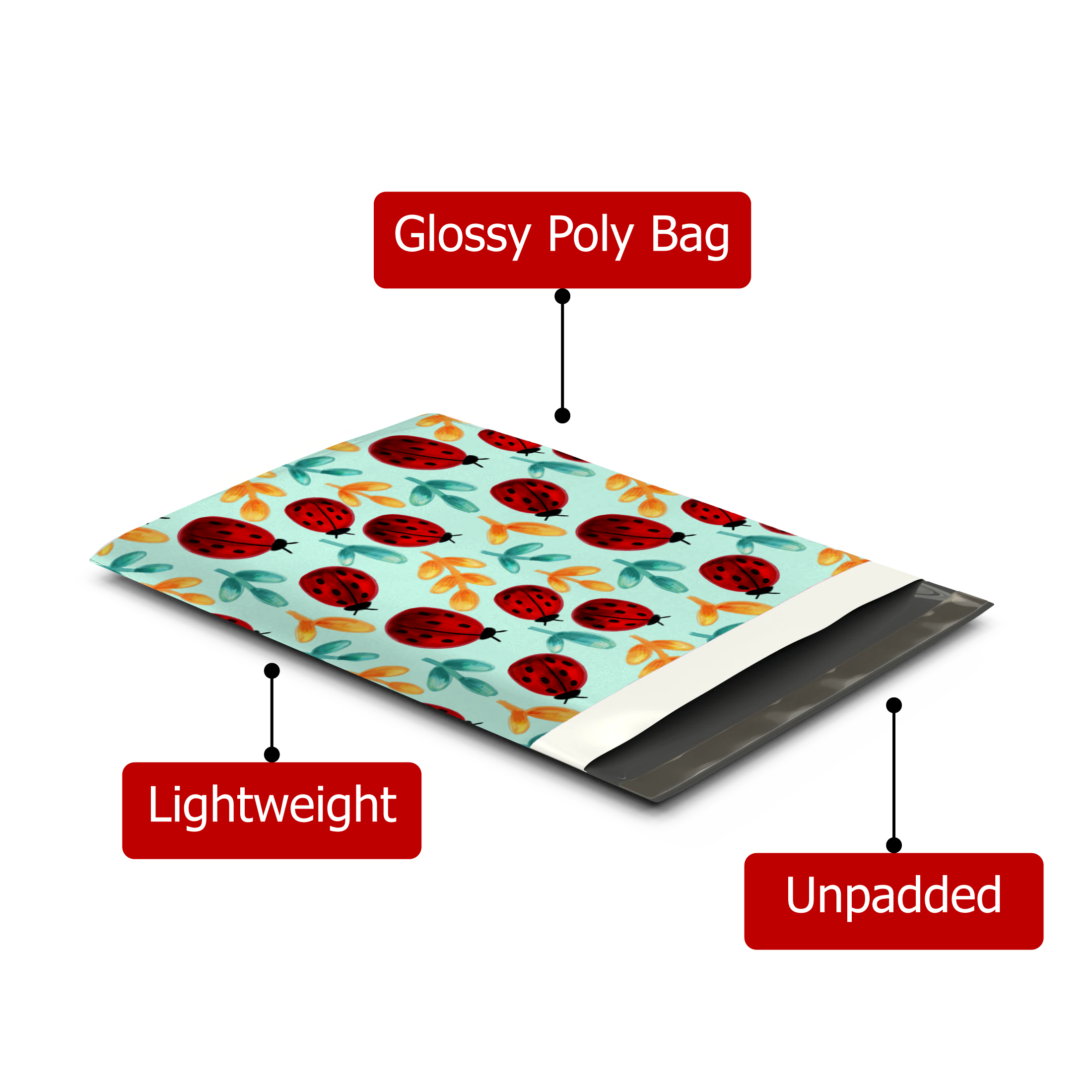 10x13 Ladybug Poly Mailers – Shipping Bags for Small Business