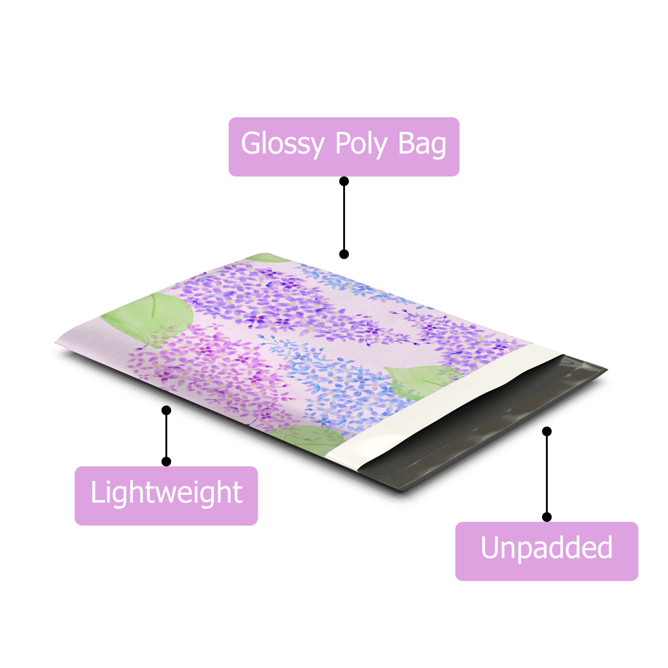 10x13 Lilacs Poly Mailers – Shipping Bags for Small Business
