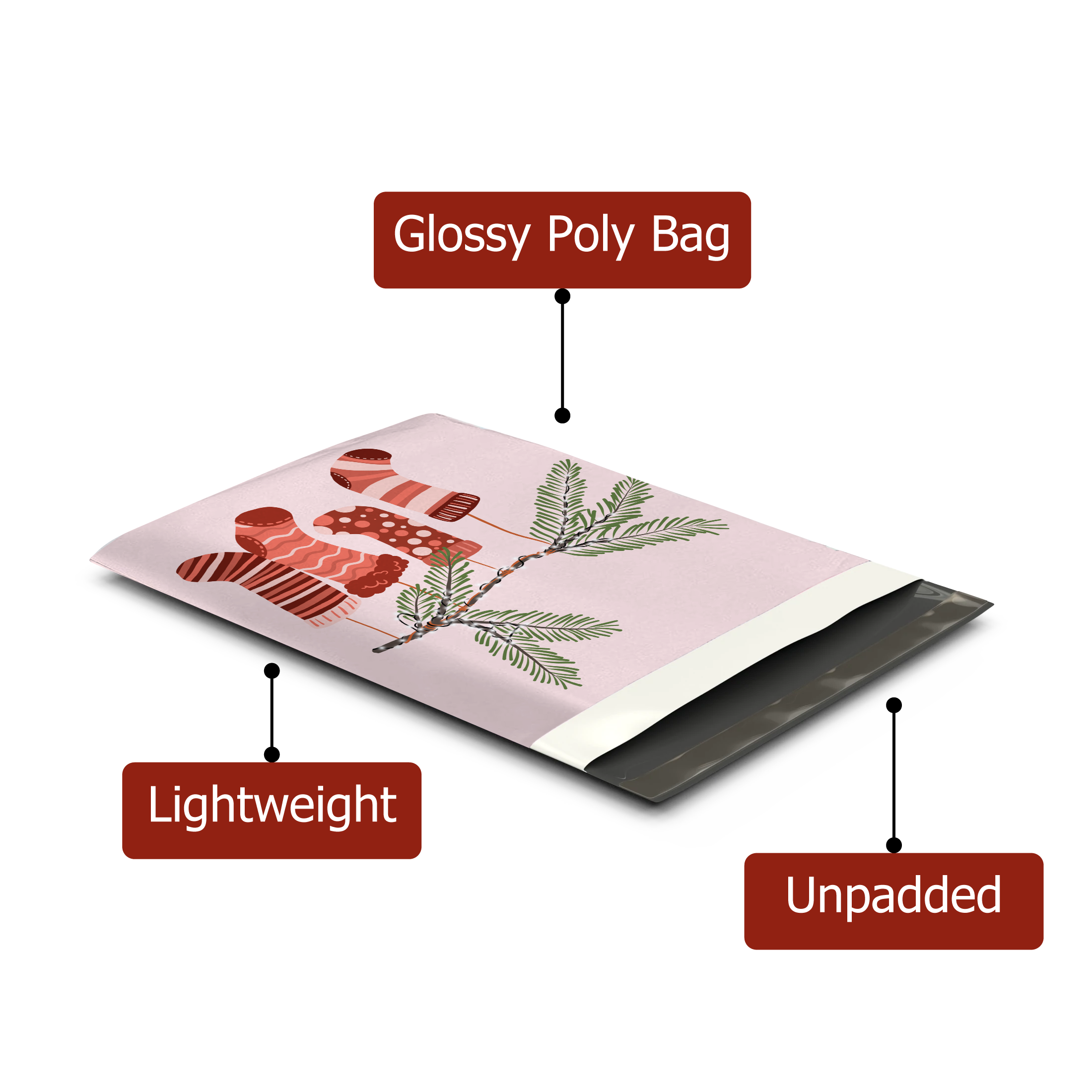 10x13 Christmas Stockings Poly Mailers – Shipping Bags for Small Business