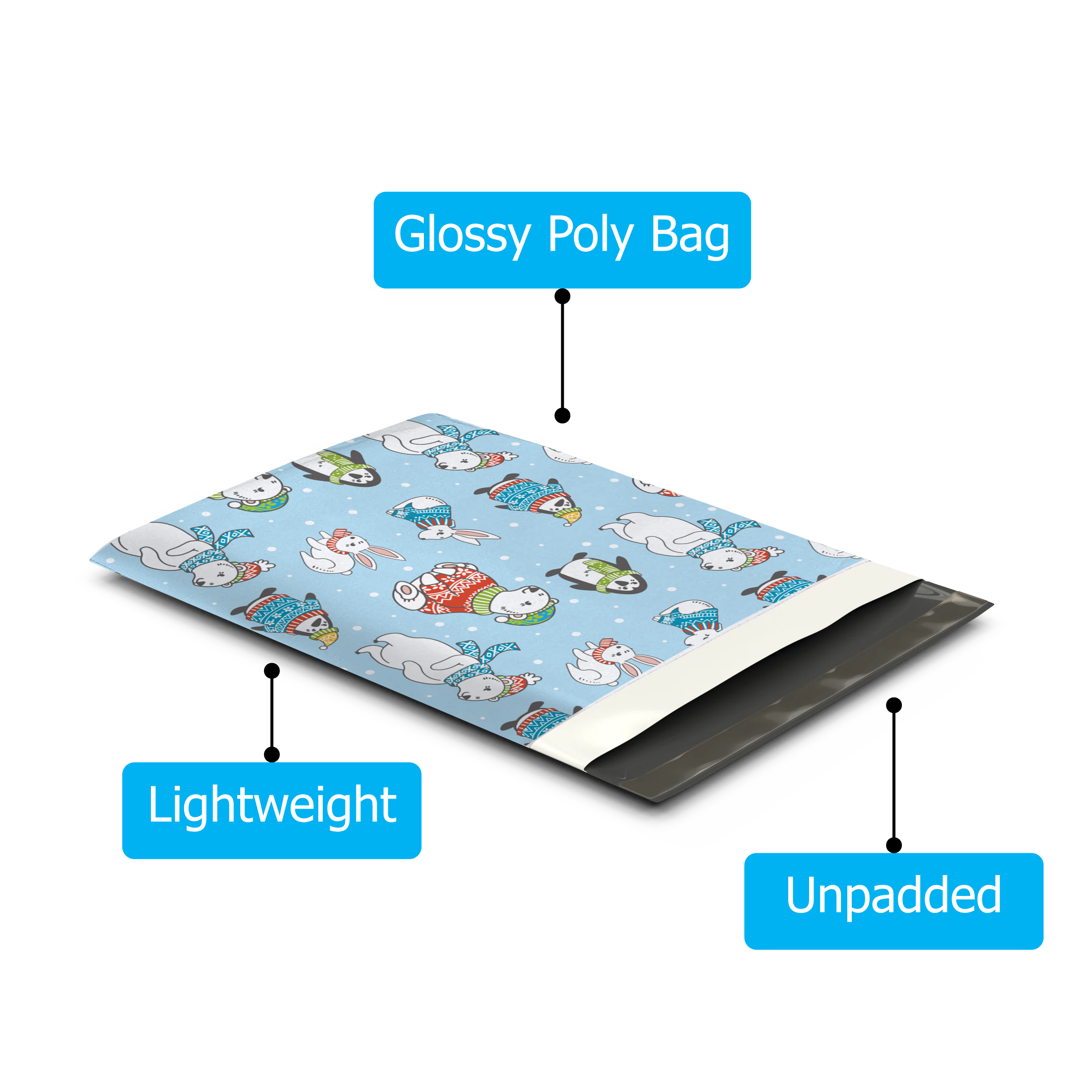 10x13 Winter Animals Poly Mailers – Shipping Bags for Small Business