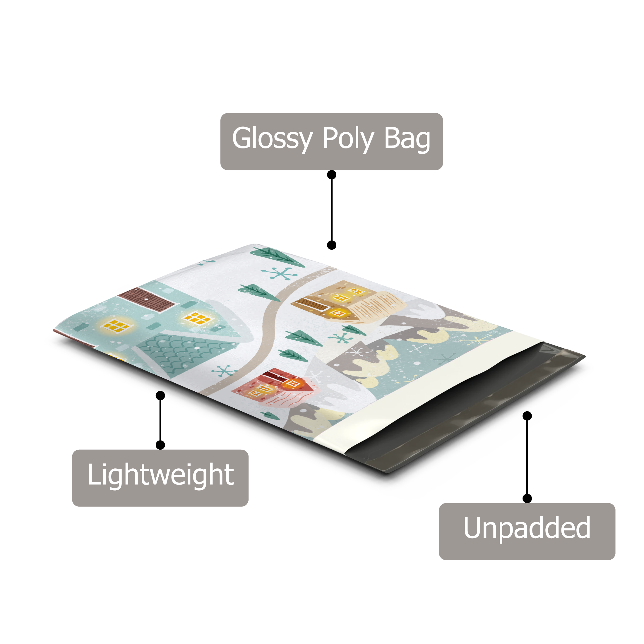 10x13 Winter Village Poly Mailers – Shipping Bags for Small Business