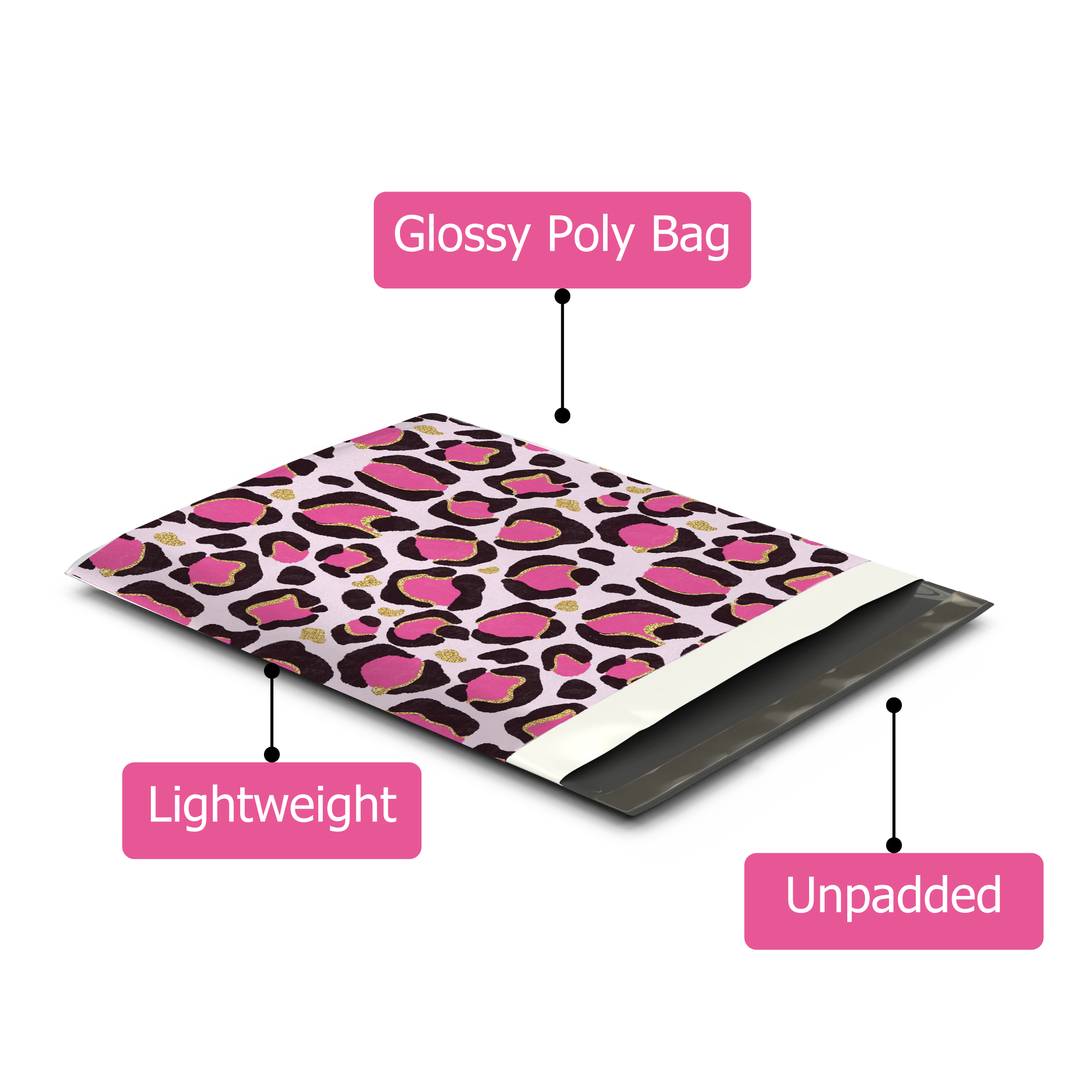 12x15 Pink Leopard Print Poly Mailers – Shipping Bags for Small Business
