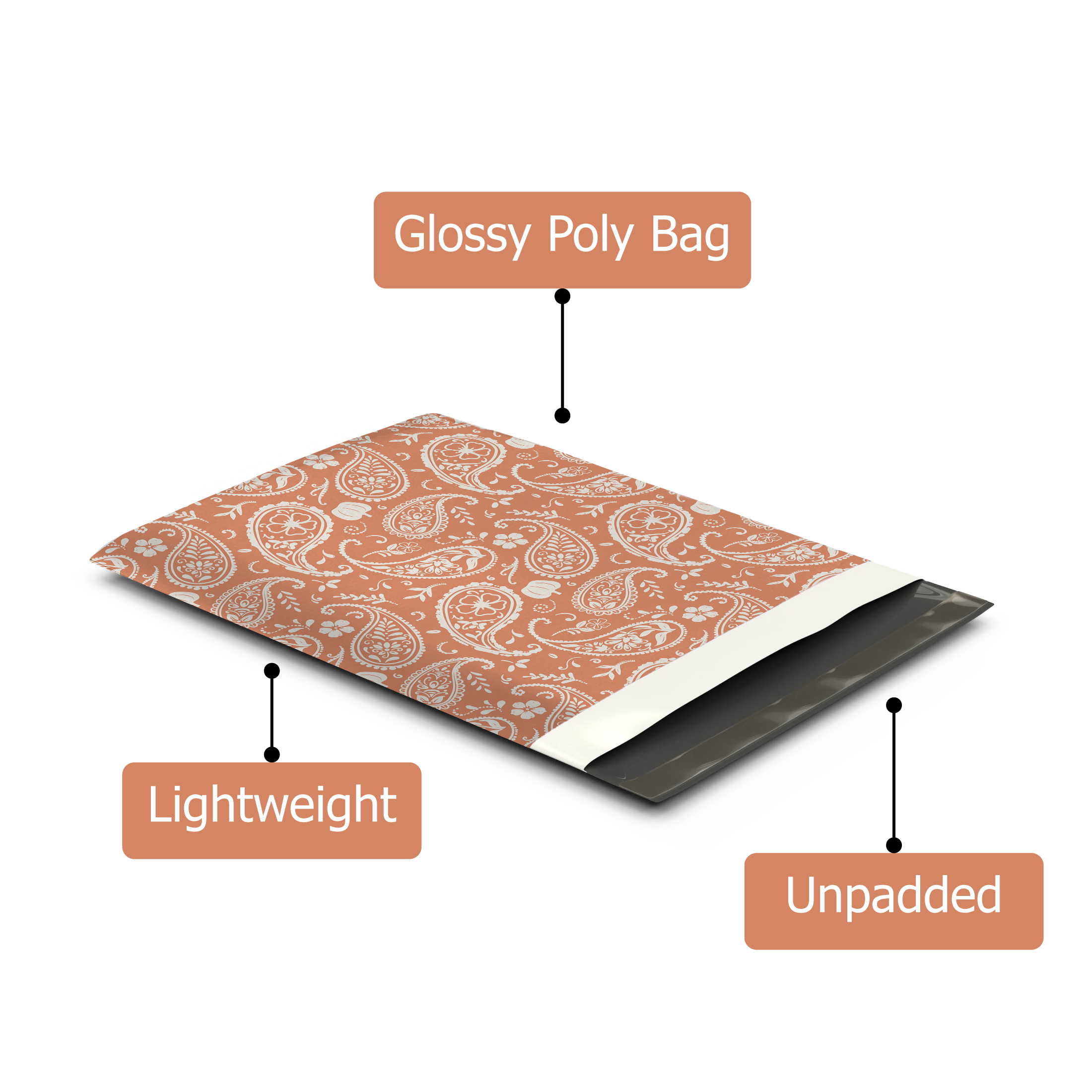 10x13 Orange Pumpkin Paisley Poly Mailers – Shipping Bags for Small Business