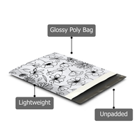 12x15 Black and White Sketched Floral Poly Mailers – Shipping Bags for Small Business