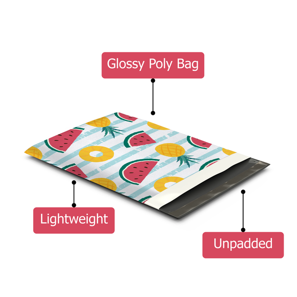 10x13 Pineapple & Watermelon Poly Mailers – Shipping Bags for Small Business