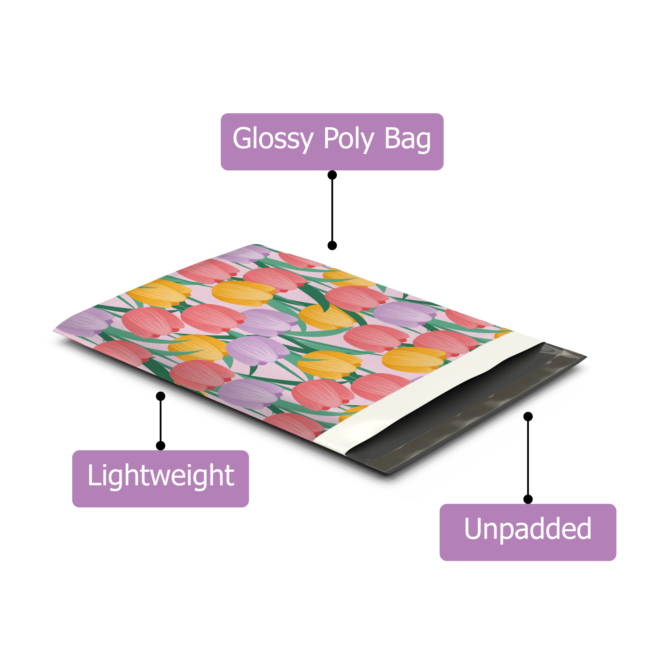 10x13 Trendy Tulips Poly Mailers – Shipping Bags for Small Business