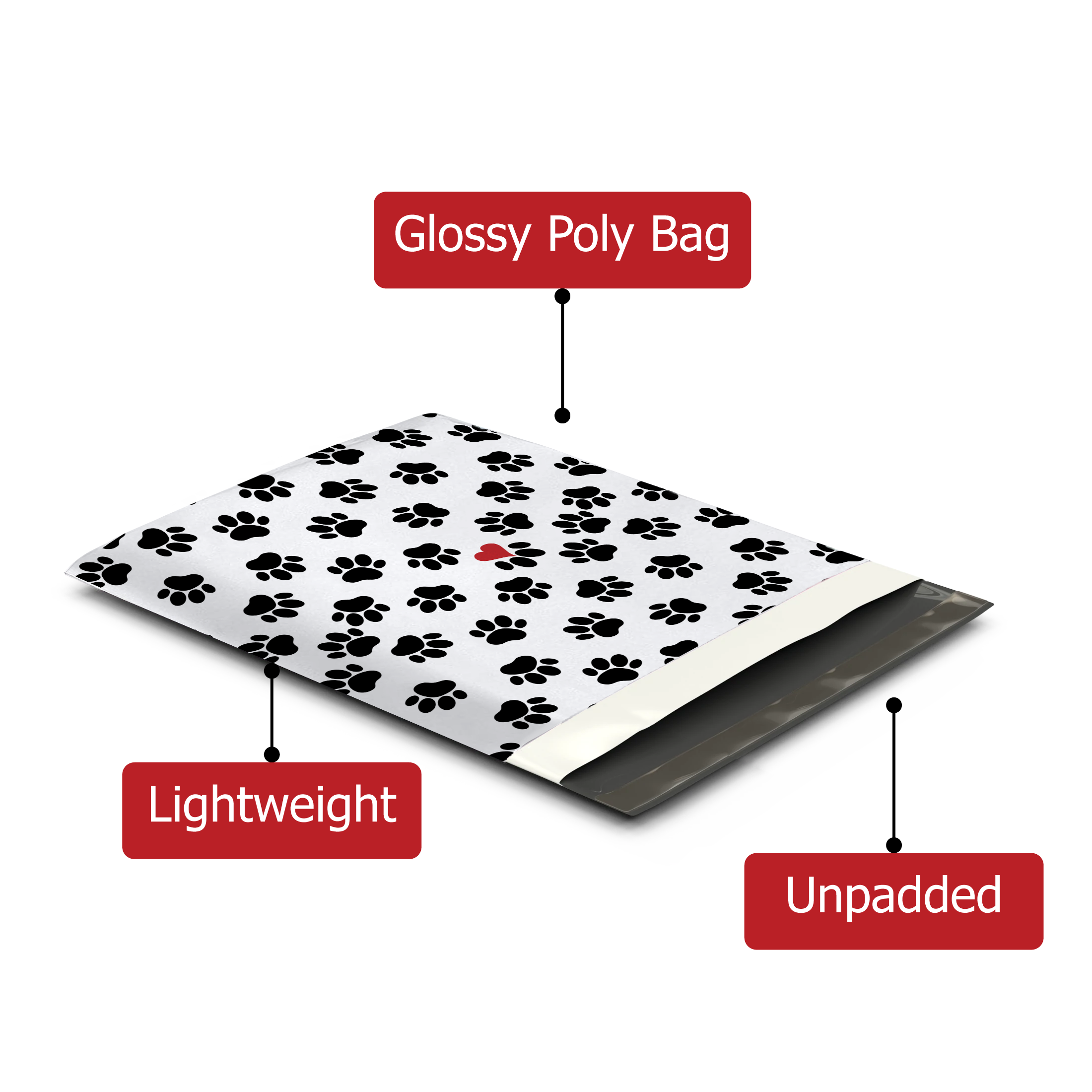12x15 Paw Prints Poly Mailers – Shipping Bags for Small Business
