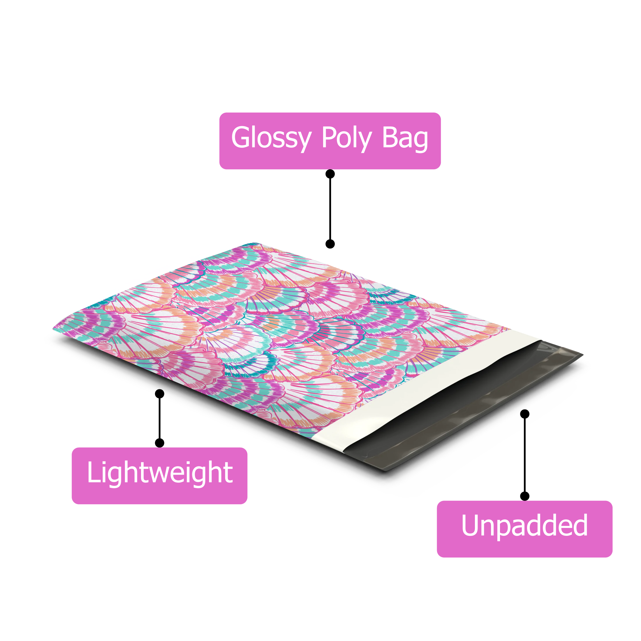 10x13 Seashells Poly Mailers – Shipping Bags for Small Business