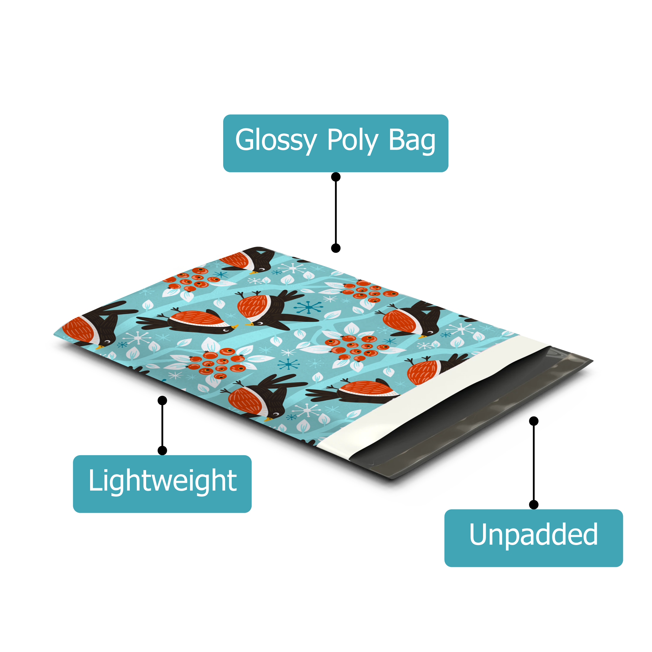 10x13 Birds & Berries Poly Mailers – Shipping Bags for Small Business