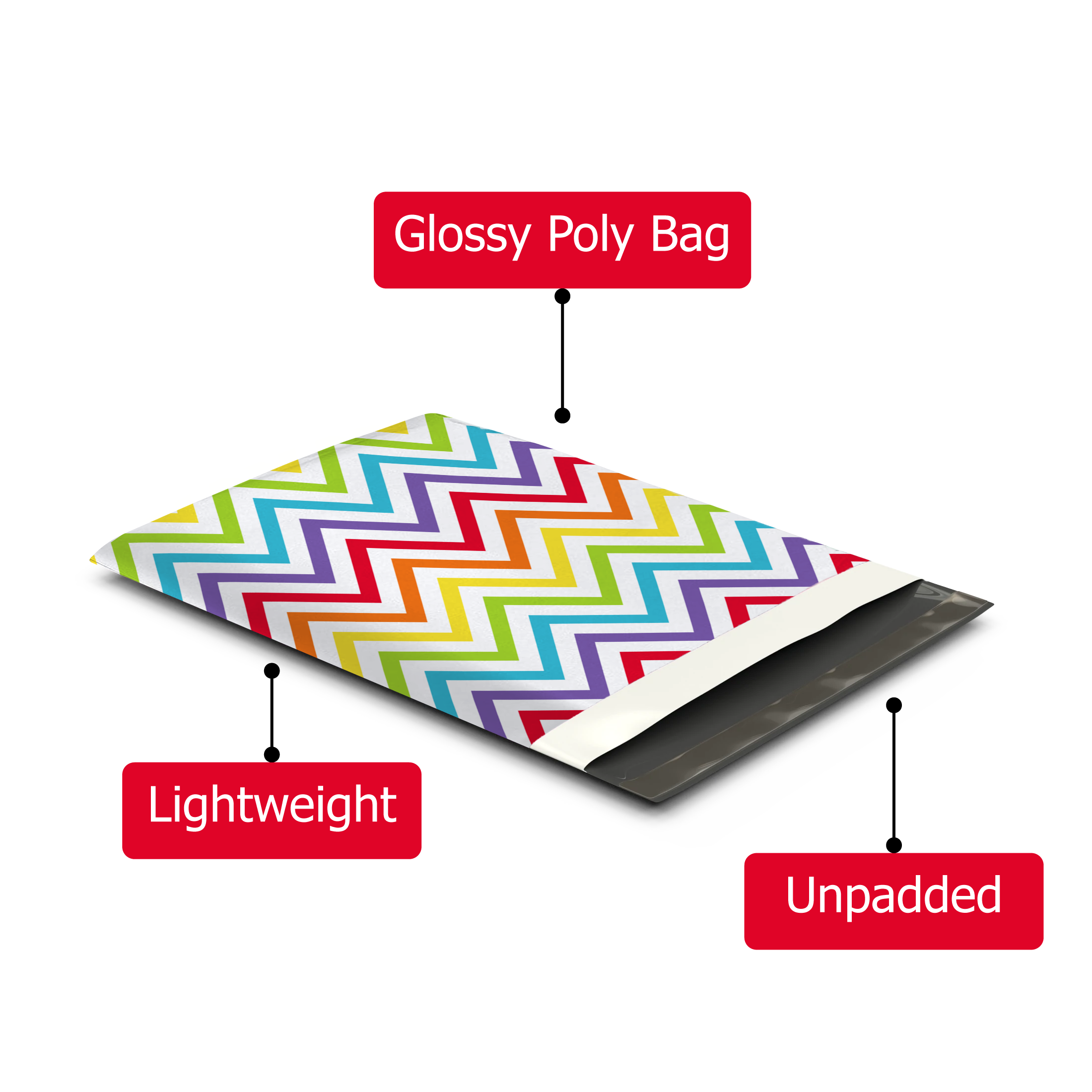 10x13 Rainbow Chevron Poly Mailers – Shipping Bags for Small Business