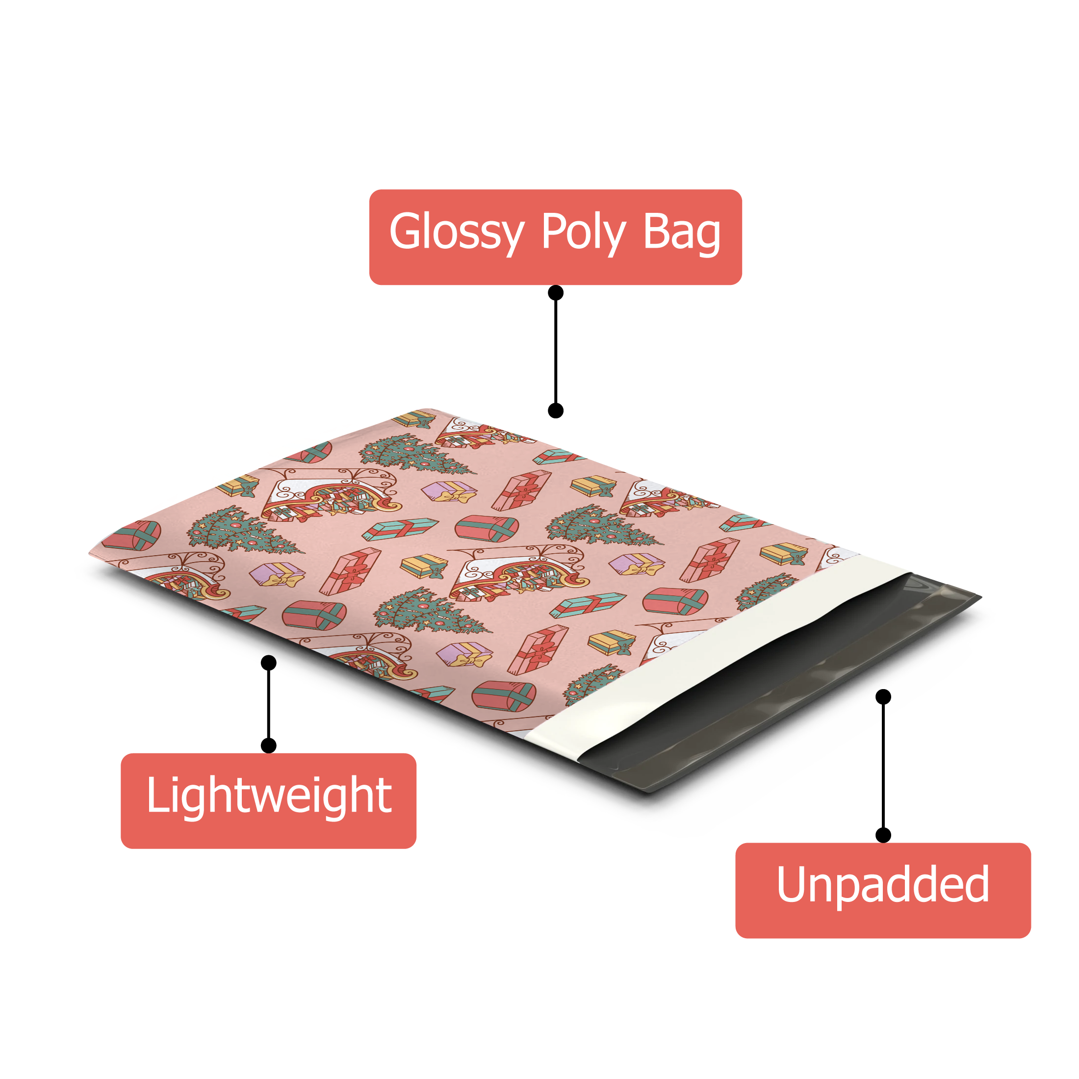 10x13 Santa's Sleigh Poly Mailers – Shipping Bags for Small Business