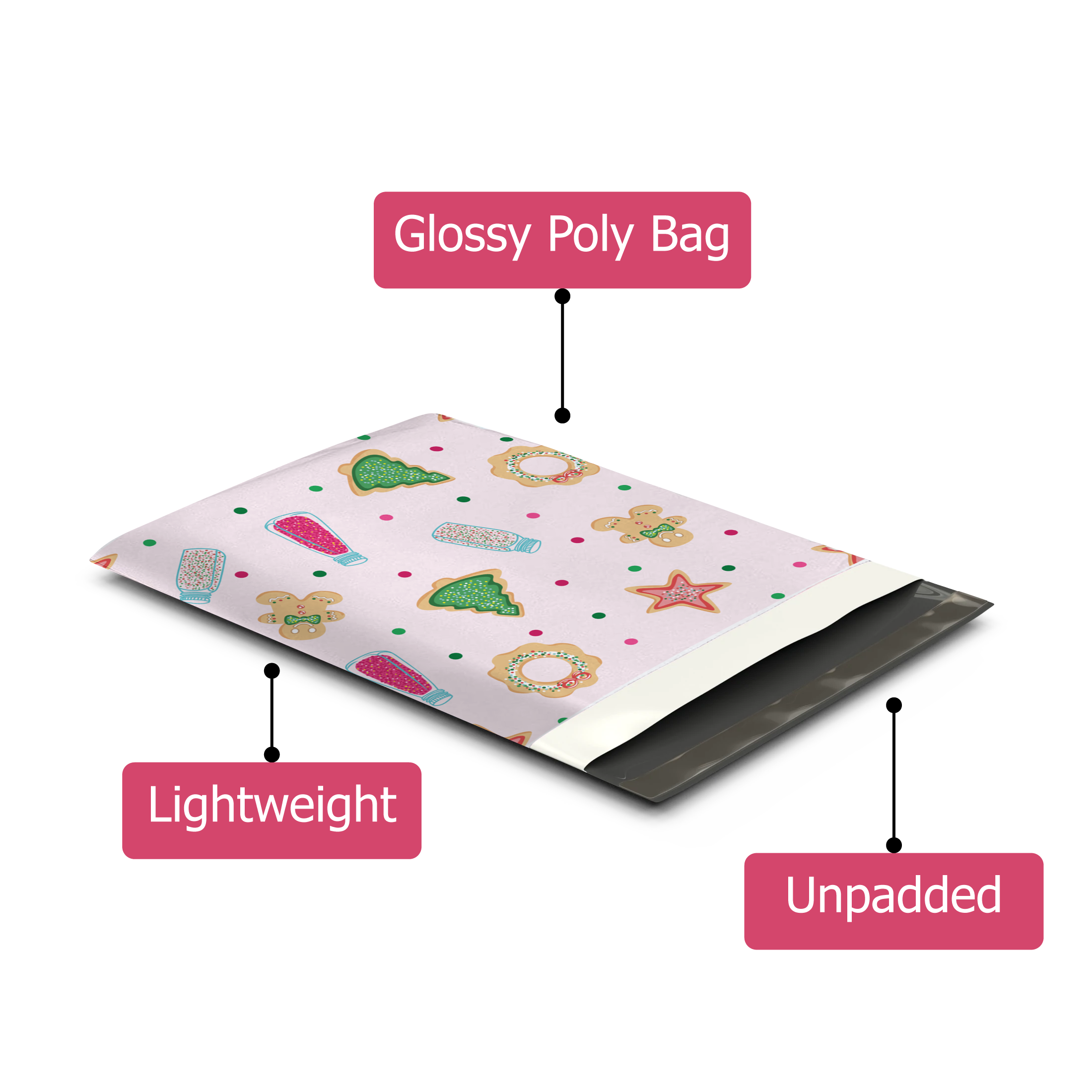 10x13 Christmas Cookie Poly Mailers – Shipping Bags for Small Business