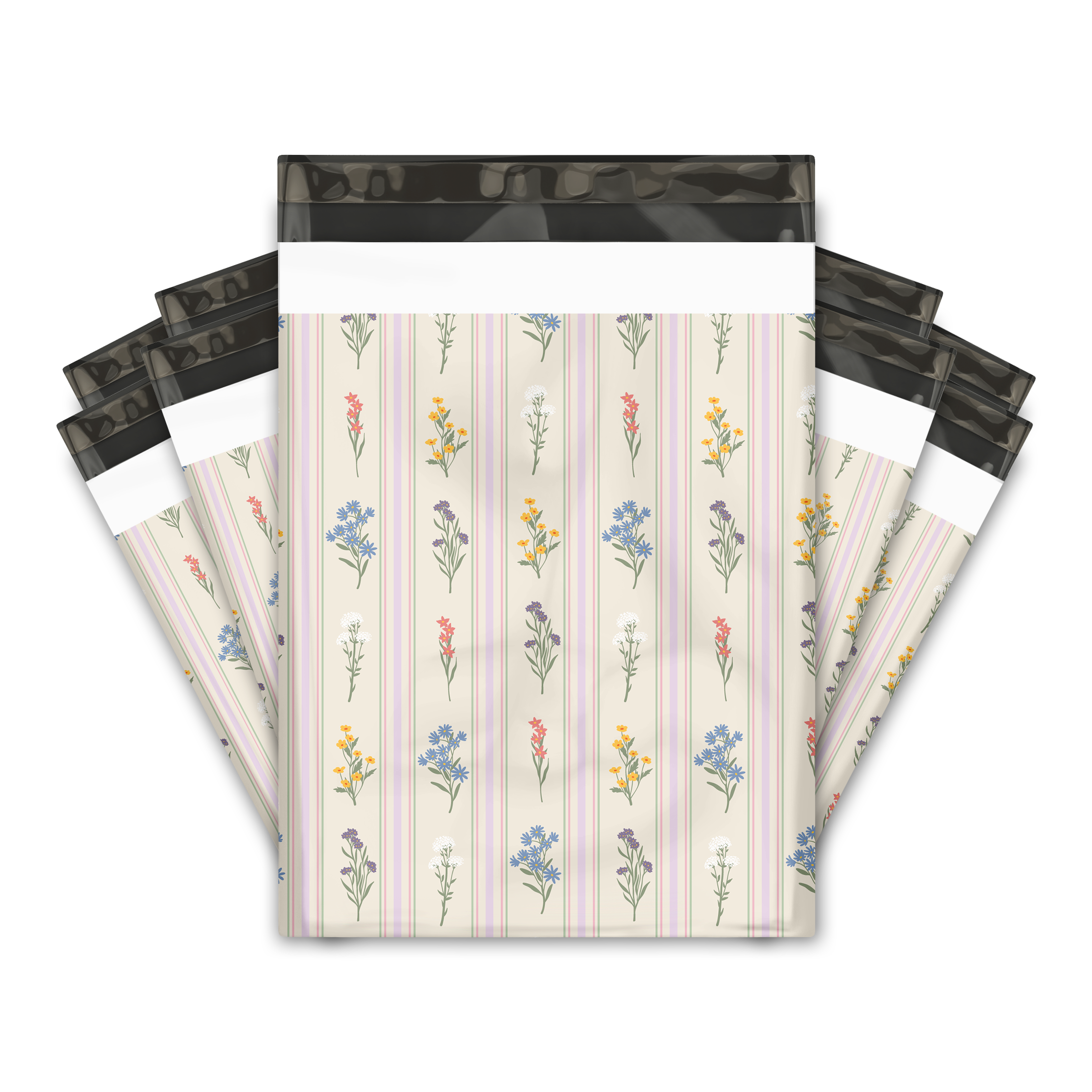 10x13 Striped Florals Poly Mailers – Shipping Bags for Small Business