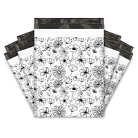19x24" Black and White Floral Designer Poly Mailers Shipping Envelopes Premium Printed Bags