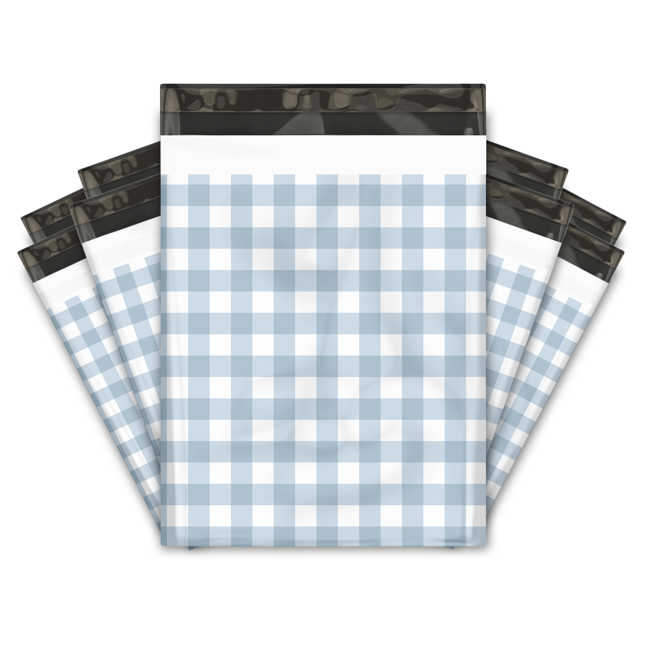 19x24 Blue Gingham Poly Mailers – Large Printed Shipping Bags