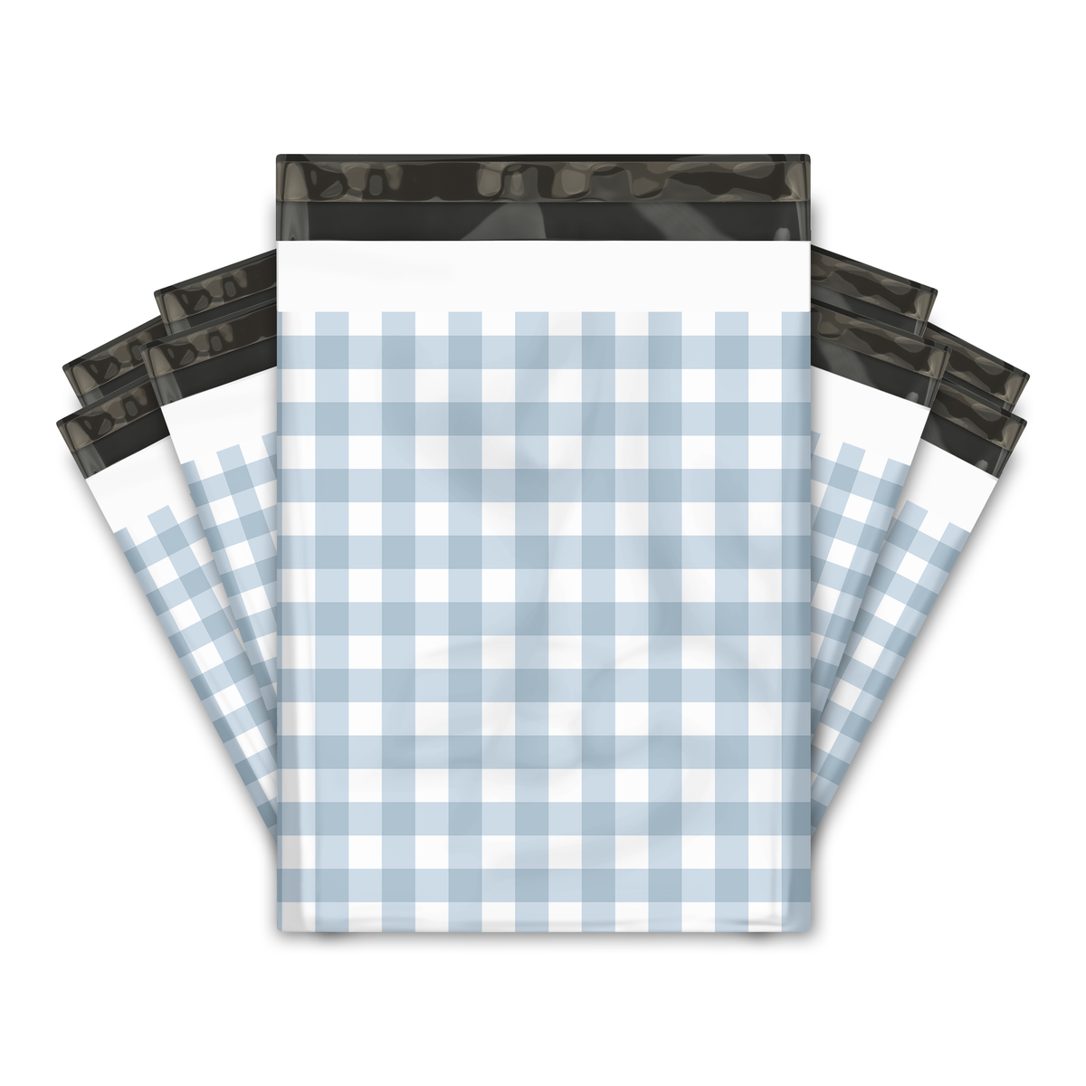 10x13 Blue Gingham Poly Mailers – Printed Shipping Bags for Small Business