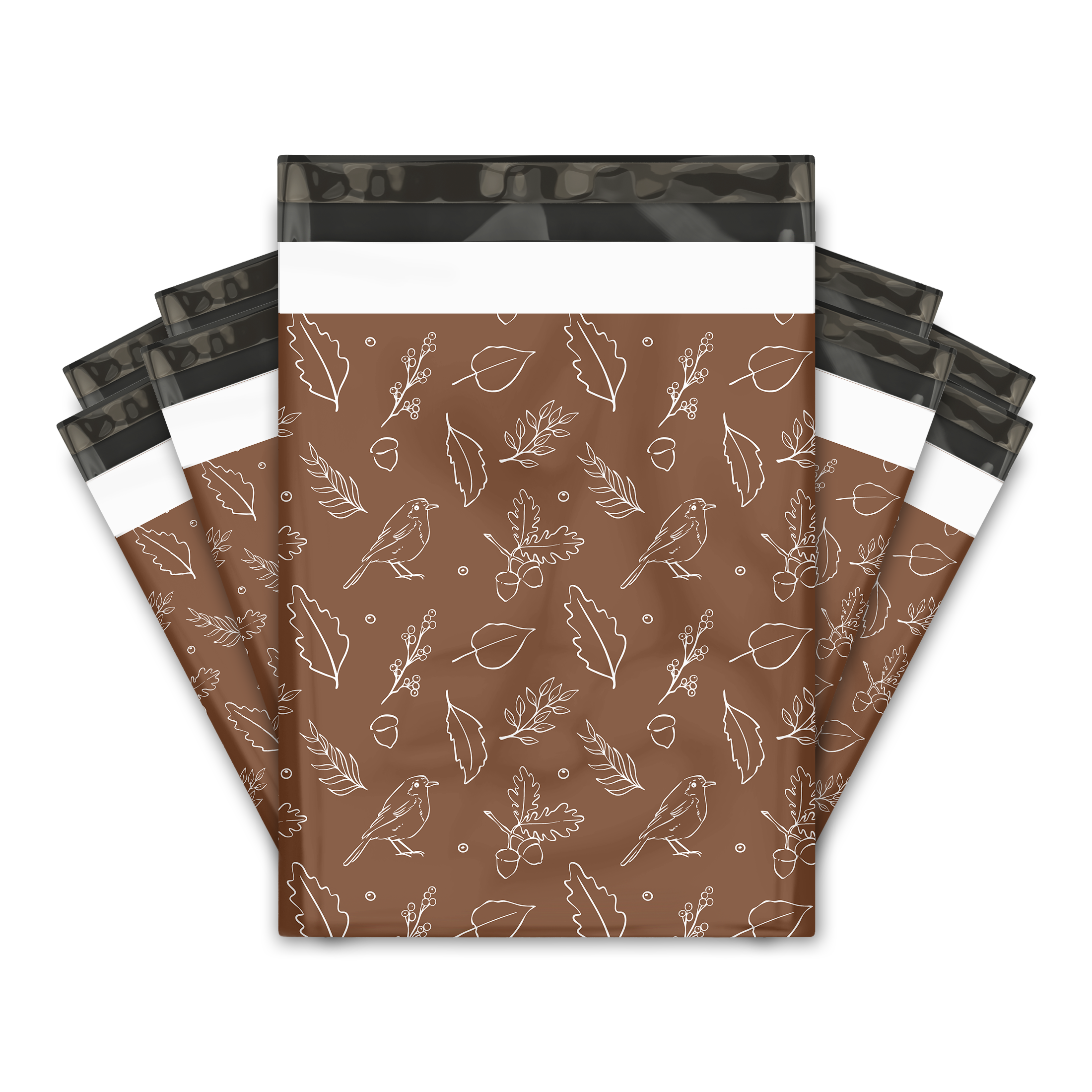 10x13 Oak & Acorn Poly Mailers – Woodland Nature Shipping Bags for Small Business