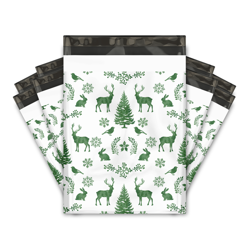 10x13" Winter Deer Designer Poly Mailers Shipping Envelopes Premium Printed Bags