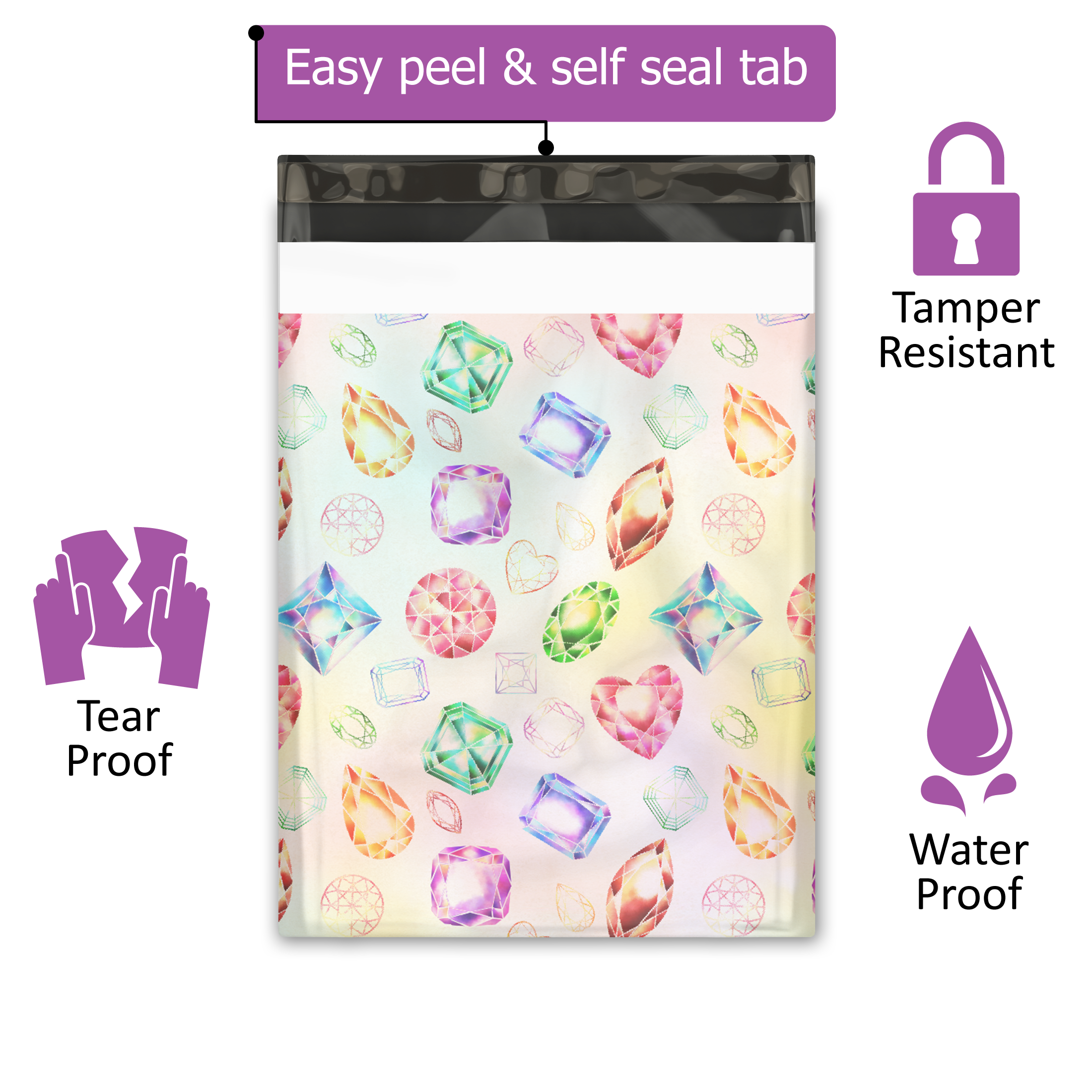 10x13 Gems & Diamonds Poly Mailers – Shipping Bags for Small Business