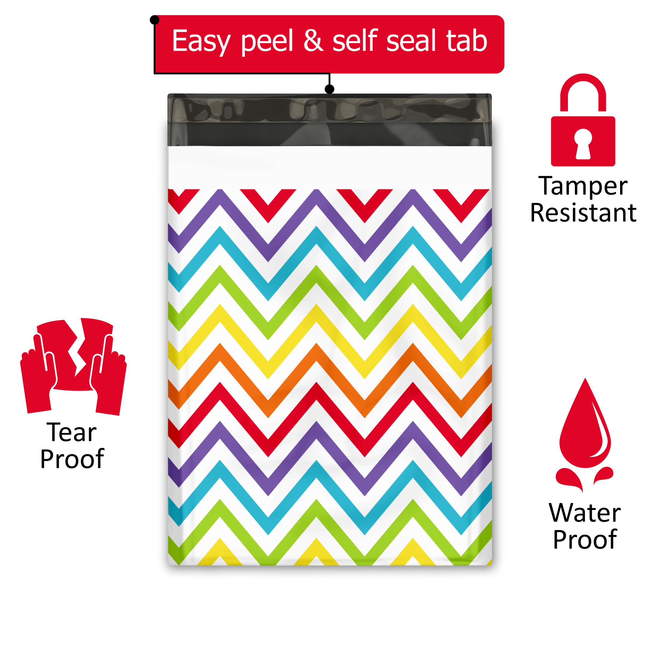 10x13 Rainbow Chevron Poly Mailers – Shipping Bags for Small Business