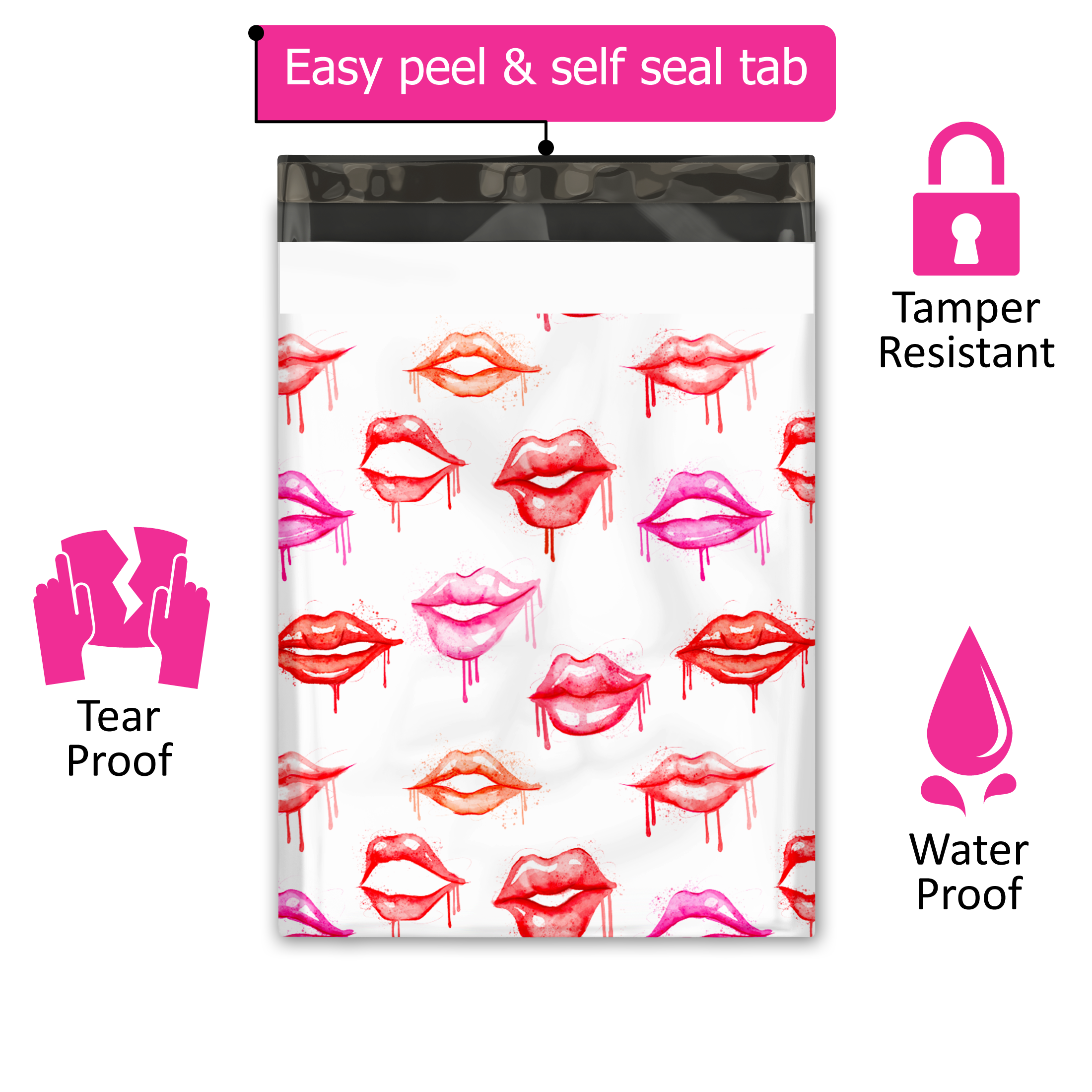 10x13 Lips Poly Mailers – Shipping Bags for Small Business