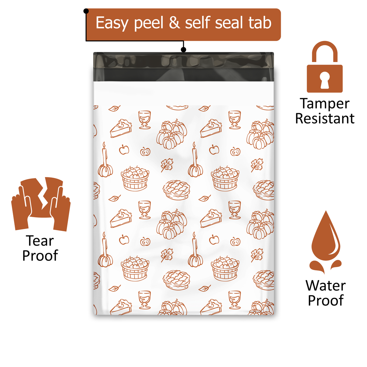 10x13 Autumn Harvest Poly Mailers – Fall Printed Shipping Bags for Small Business