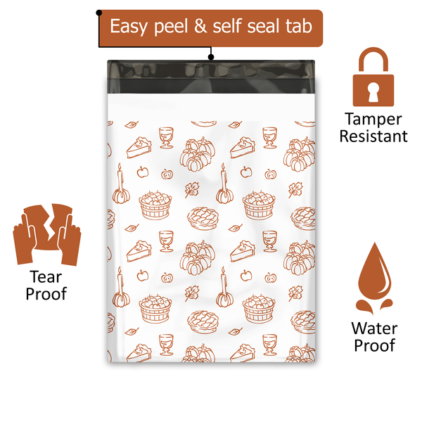 10x13 Autumn Harvest Poly Mailers – Fall Printed Shipping Bags for Small Business