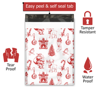 10x13 Vintage Christmas Toile Poly Mailers – Holiday Shipping Bags