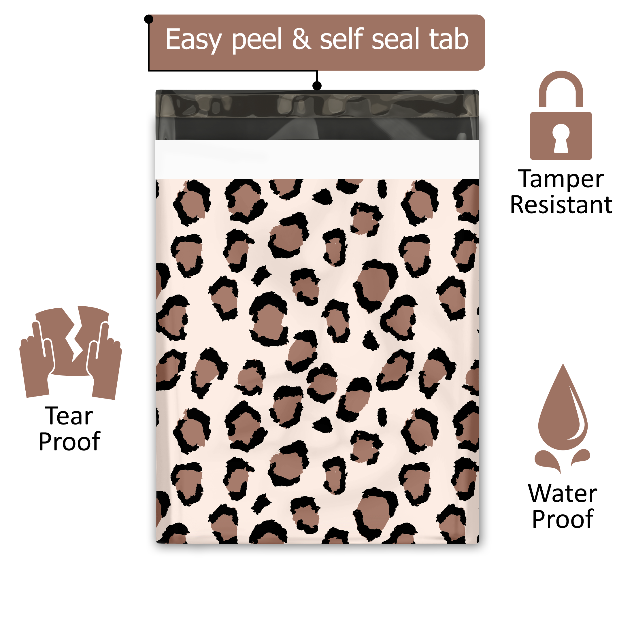 12x15 Leopard Print Poly Mailers – Shipping Bags for Small Business