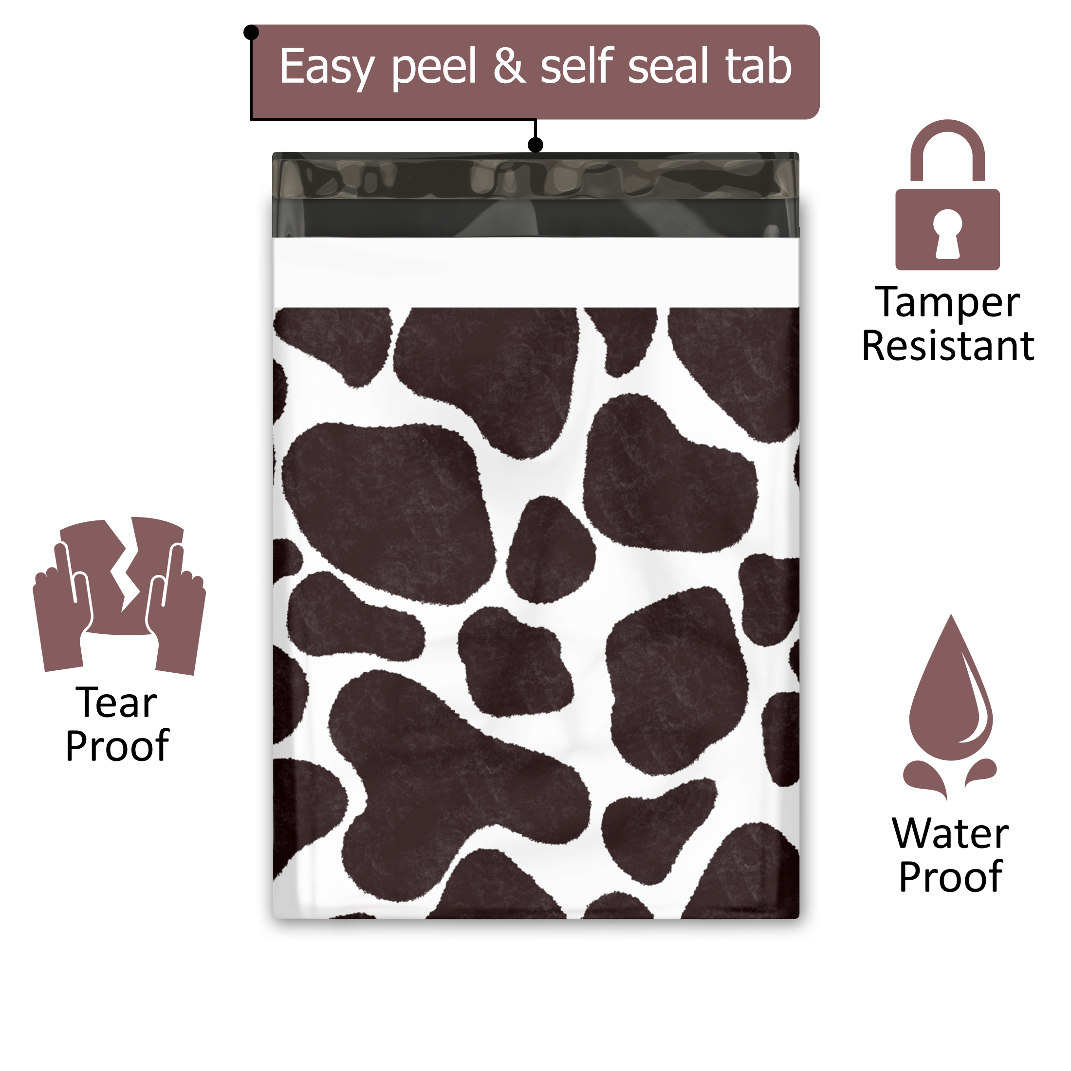 10x13 Cow Print Poly Mailers – Shipping Bags for Small Business