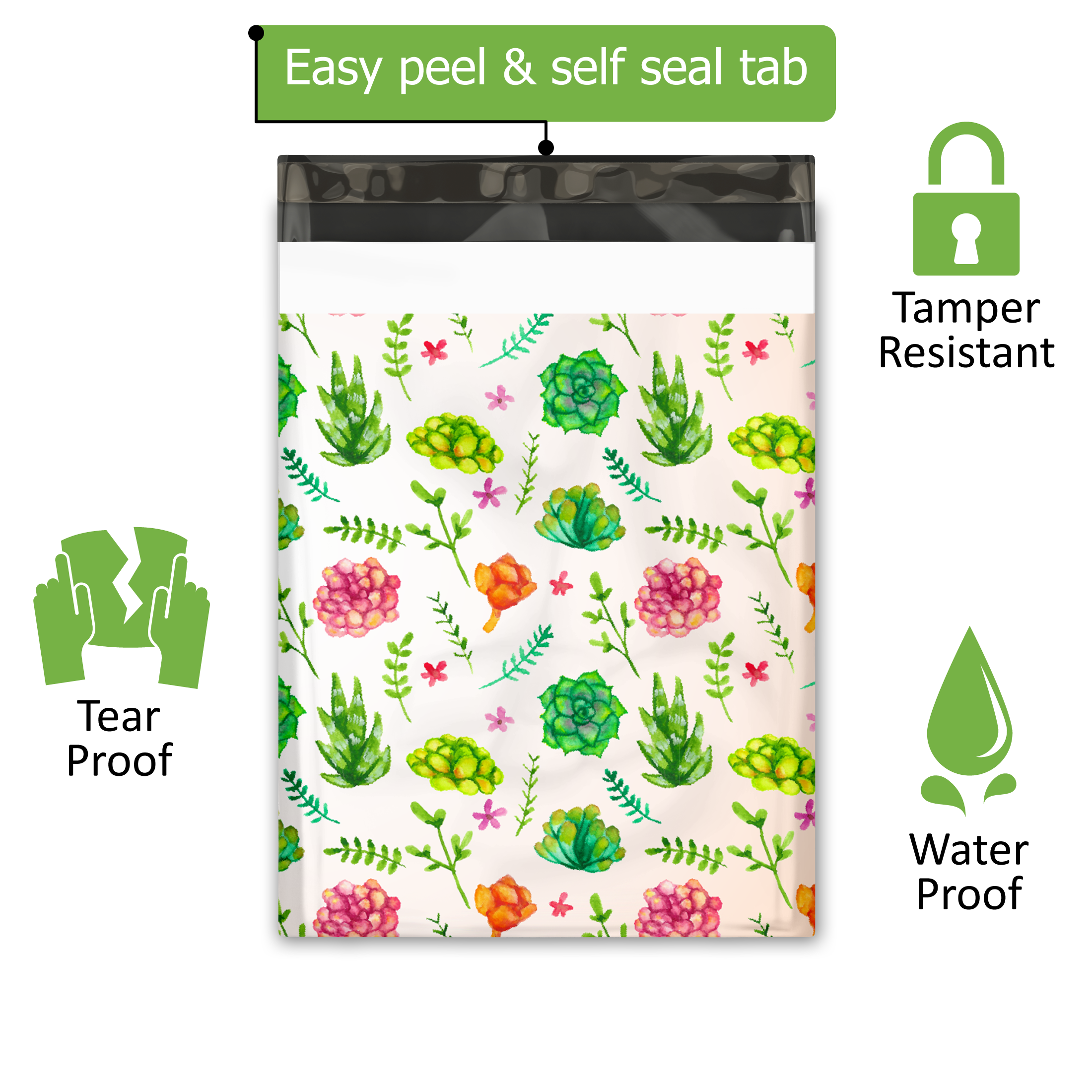 10x13 Succulents Poly Mailers – Shipping Bags for Small Business