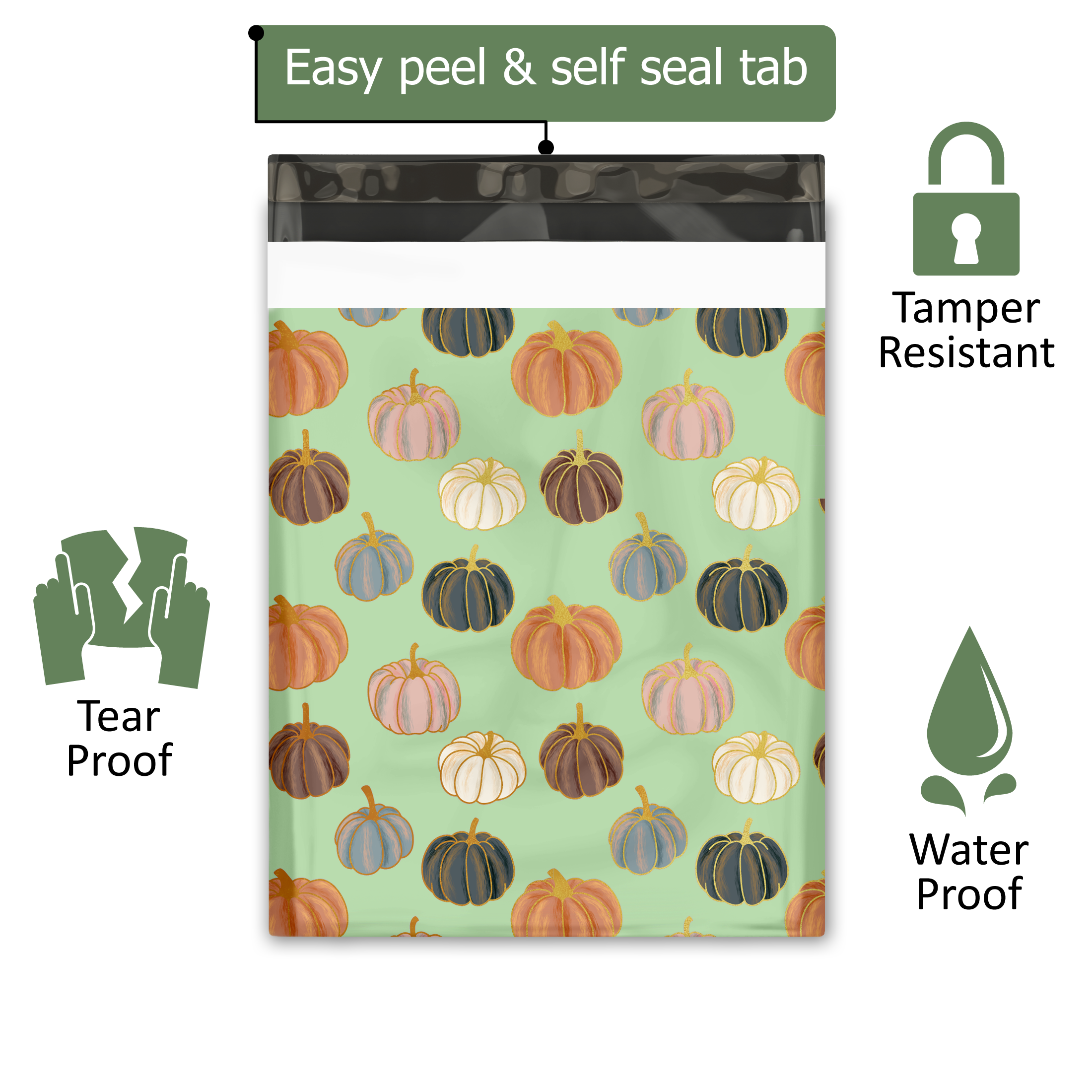 12x15 Pumpkin Patch Poly Mailers – Shipping Bags for Small Business