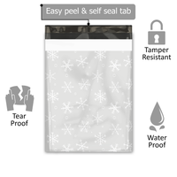 10x13 Gray Winter Snowflakes Poly Mailers – Shipping Bags for Small Business