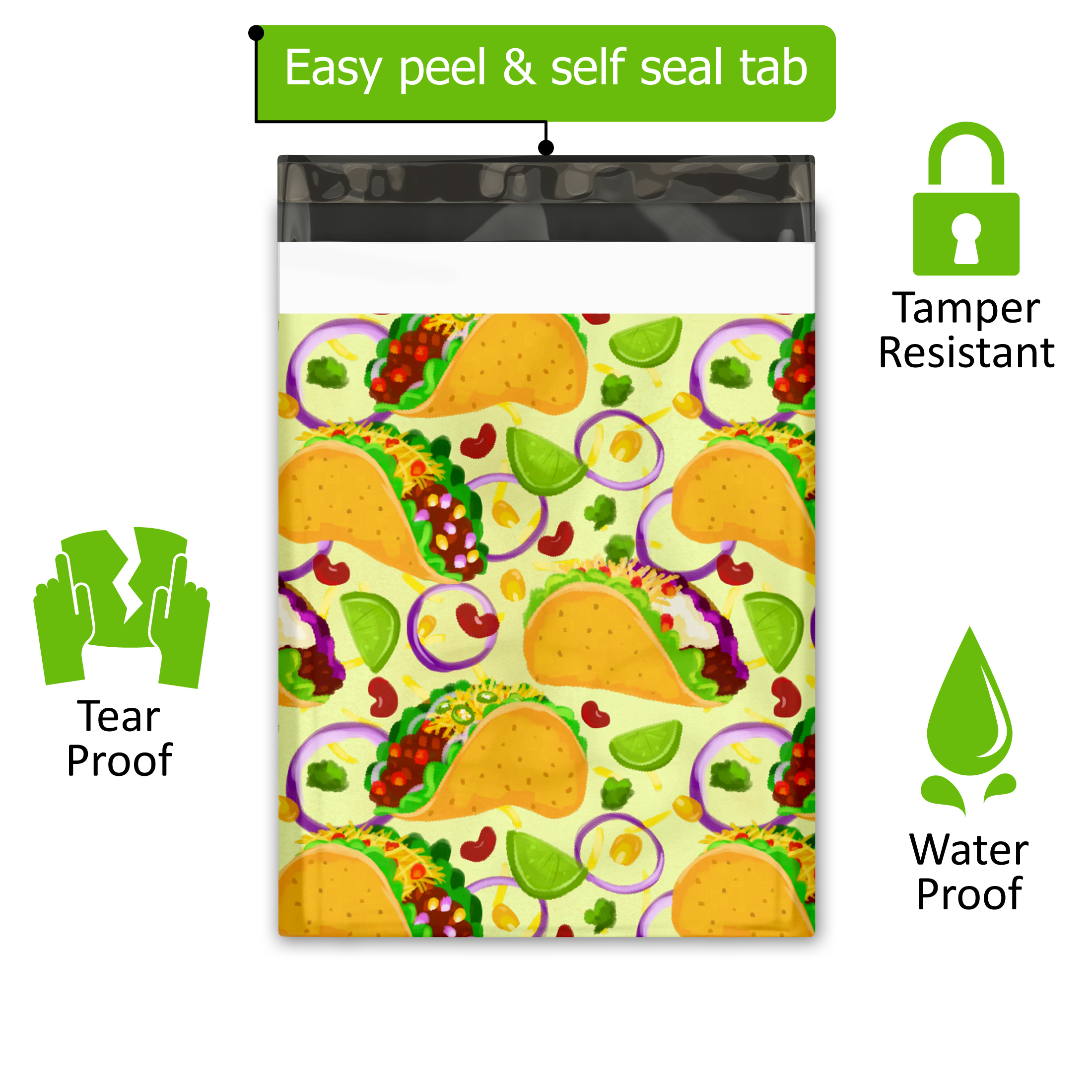 10x13 Tacos Poly Mailers – Shipping Bags for Small Business