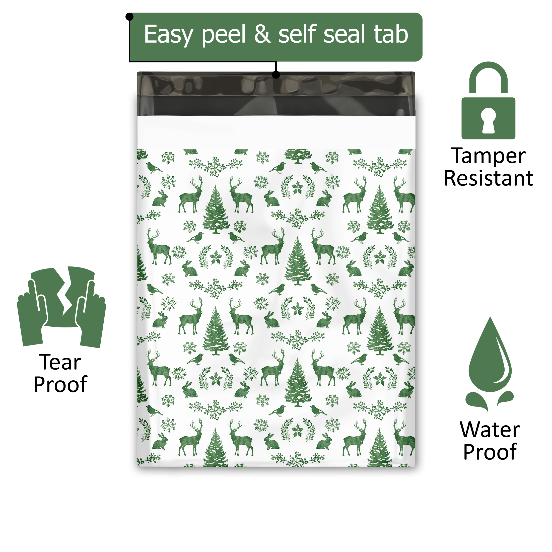 19x24 Winter Deer Poly Mailers – Shipping Bags for Small Business