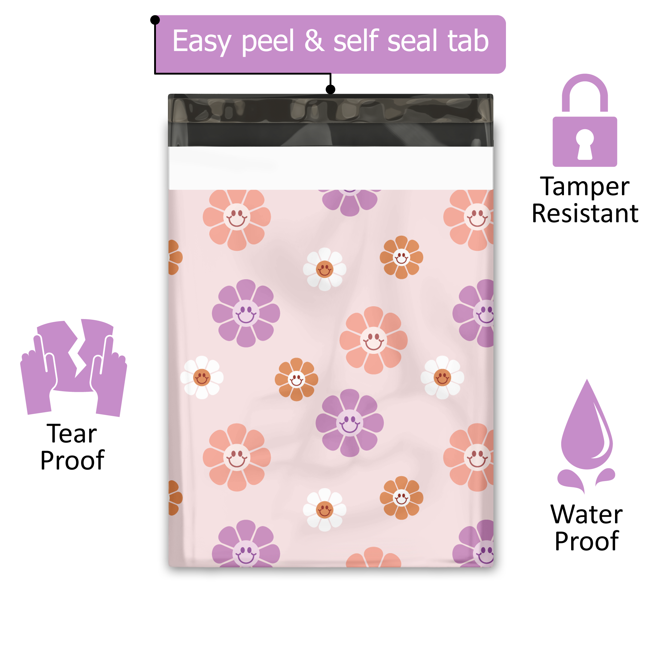 10x13 Groovy Flowers Poly Mailers – Shipping Bags for Small Business