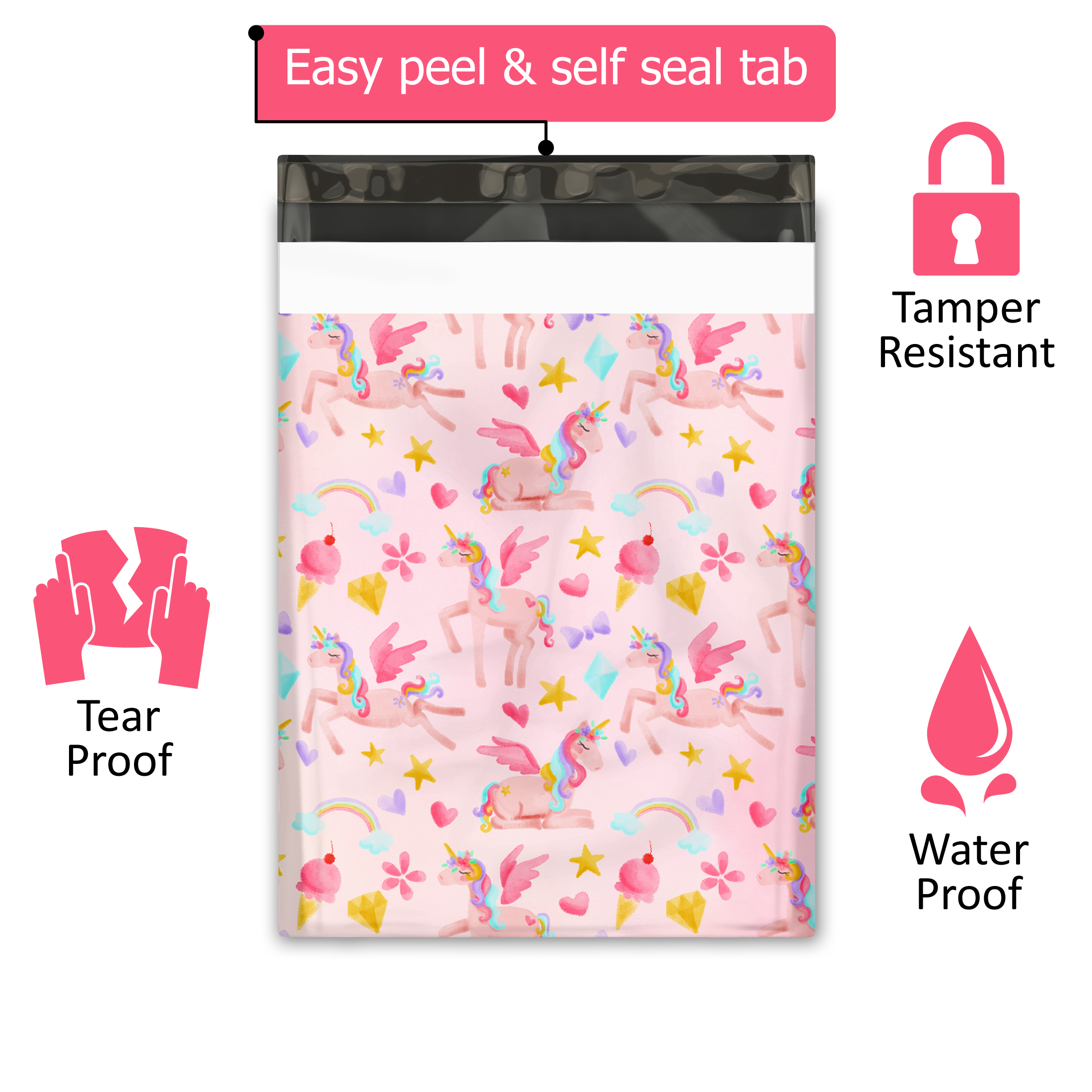 10x13 Rainbow Unicorn Poly Mailers – Shipping Bags for Small Business