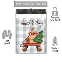 10x13 Christmas Wagon Designer Poly Mailers Shipping Envelopes Premium Printed Bags - Pro Supply Global