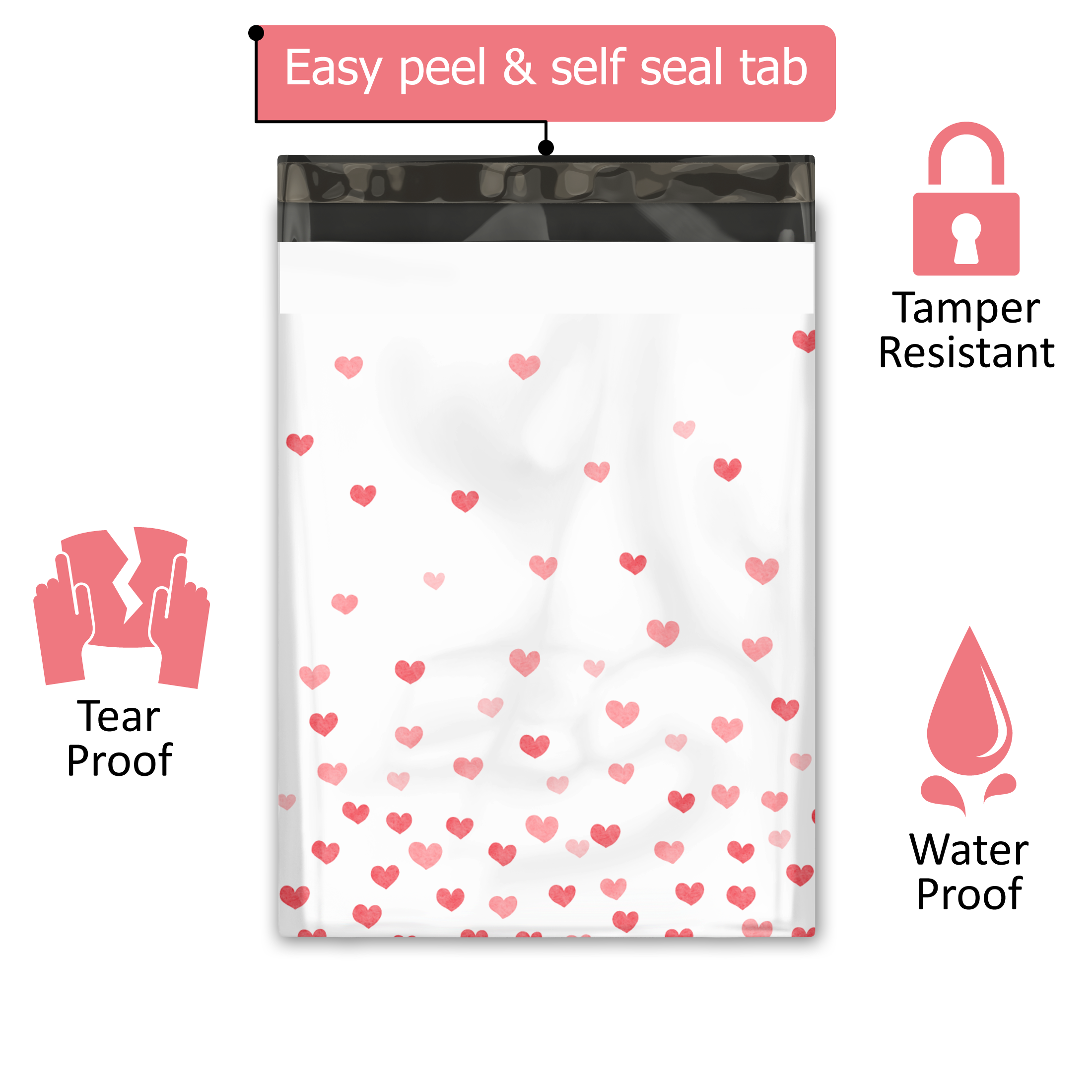 10x13 Fading Hearts Poly Mailers – Shipping Bags for Small Business