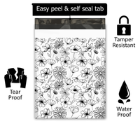 19x24 Black and White Floral Poly Mailers – Shipping Bags for Small Business