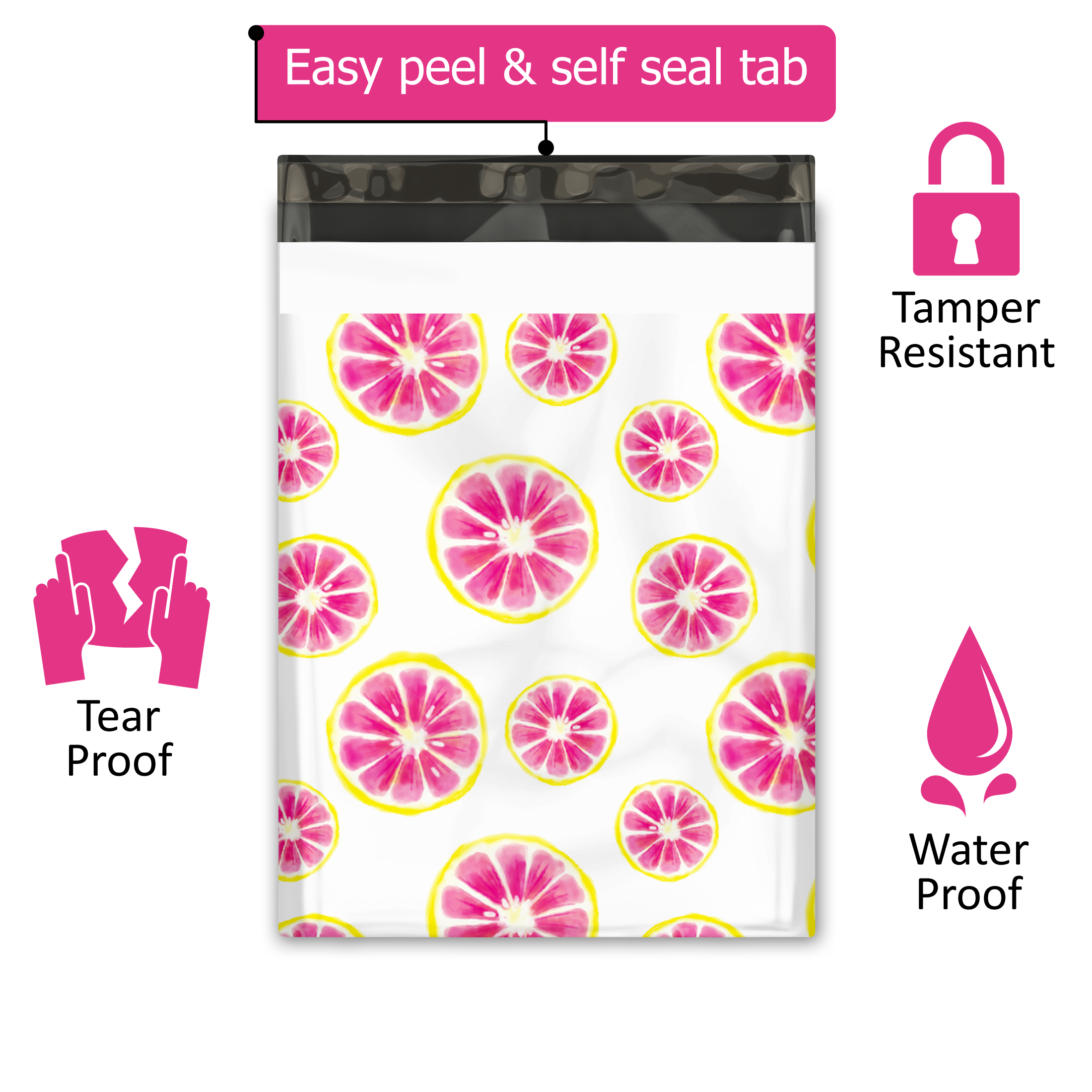 10x13 Pink Citrus Poly Mailers – Shipping Bags for Small Business